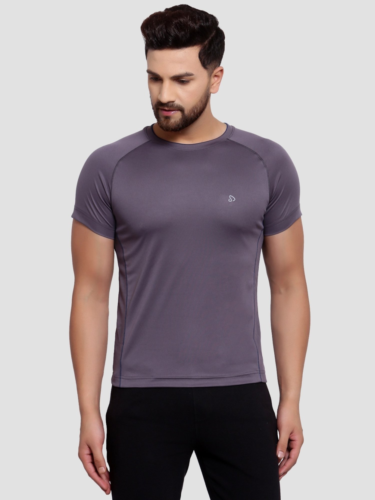 Sporto Charcoal Regular Fit Sports T-Shirt