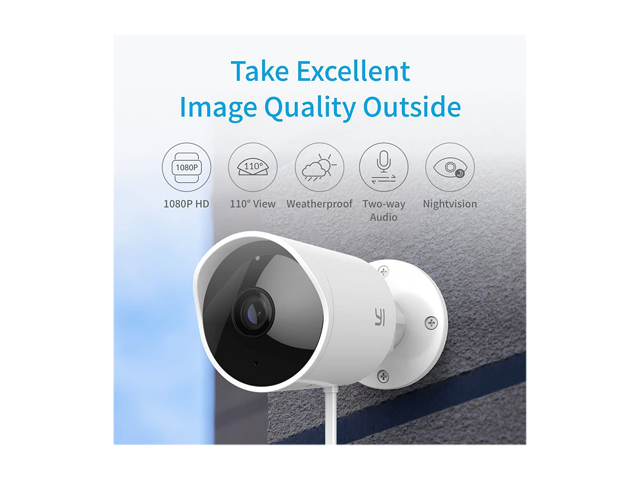 Kami Outdoor Security Camera, 1080p Cloud Cam IP Waterproof Night Vision Surveillance System with 24/7 Emergency Response, Motion Detection, Activity Alert, Deterrent Alarm, Phone App