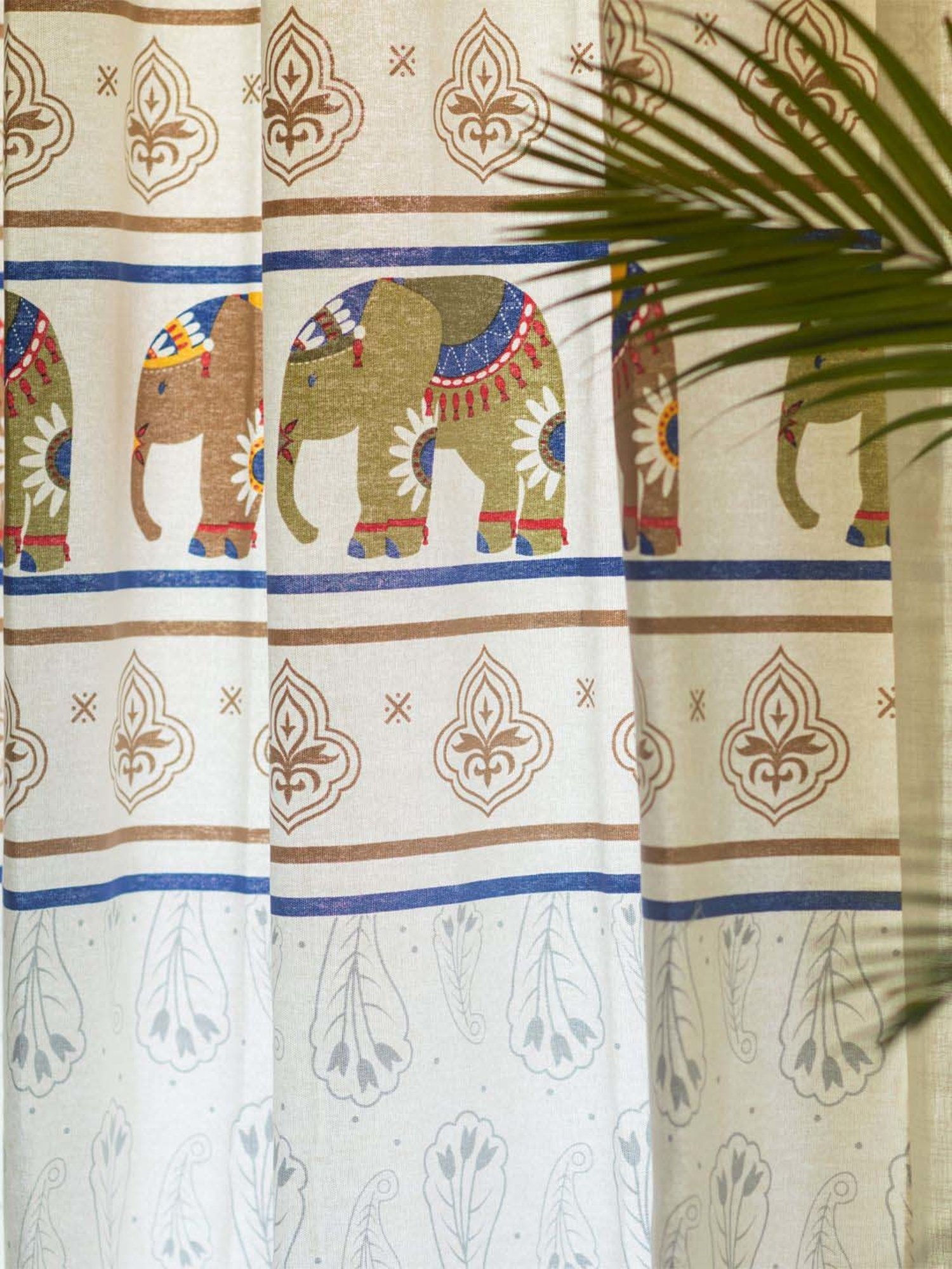 Urban Space Olive Cotton Window Curtain With Tieback & Eyelet - Set of 2