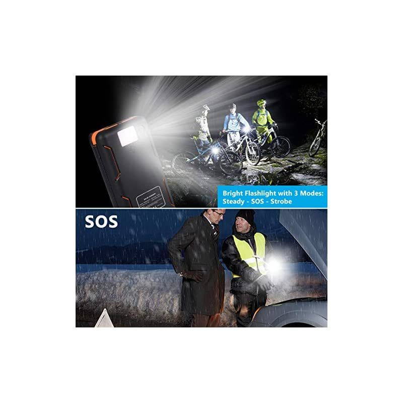 Solar Charger 24000mAh  Solar Power Bank with 2 USB Ports Waterproof Portable External Battery Compatible with Smartphones Tablets and More