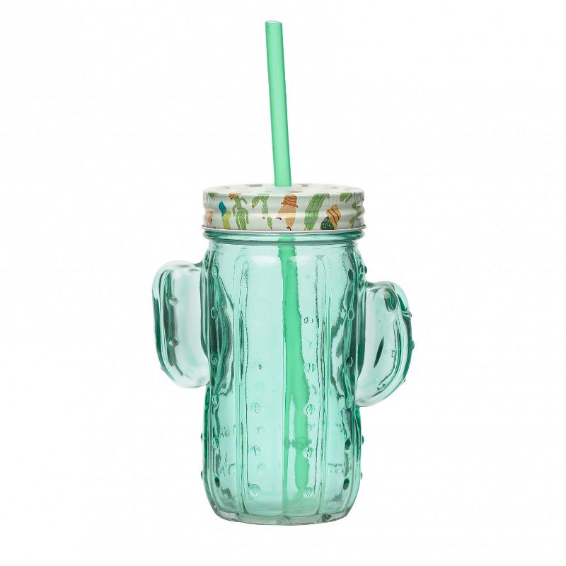 Amici Home Cactus Mason Drinking Jar, 16oz, Set of 4