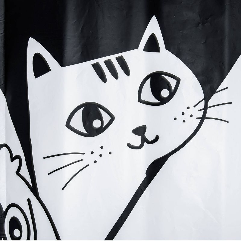 Glow in the Dark Peek-A-Boo PEVA Shower Curtain Black/White - Allure Home Creations