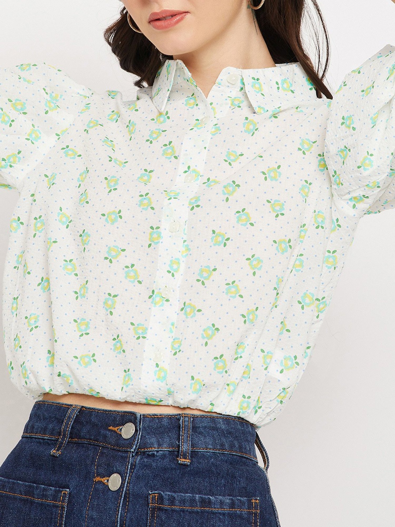 Camla White Floral Print Shirt