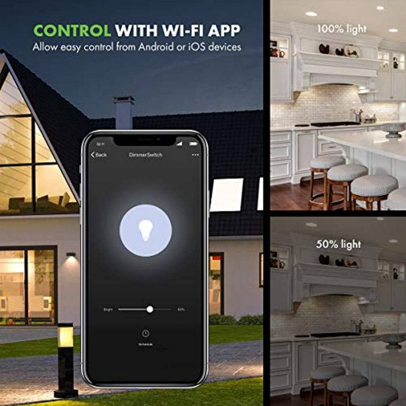 TOPGREENER Smart Dimmer Switch, UL Listed, Neutral Wire Required, Single Pole, No Hub Required, Works with Amazon Alexa and Google Assistant, TGWF500D 2 Pack