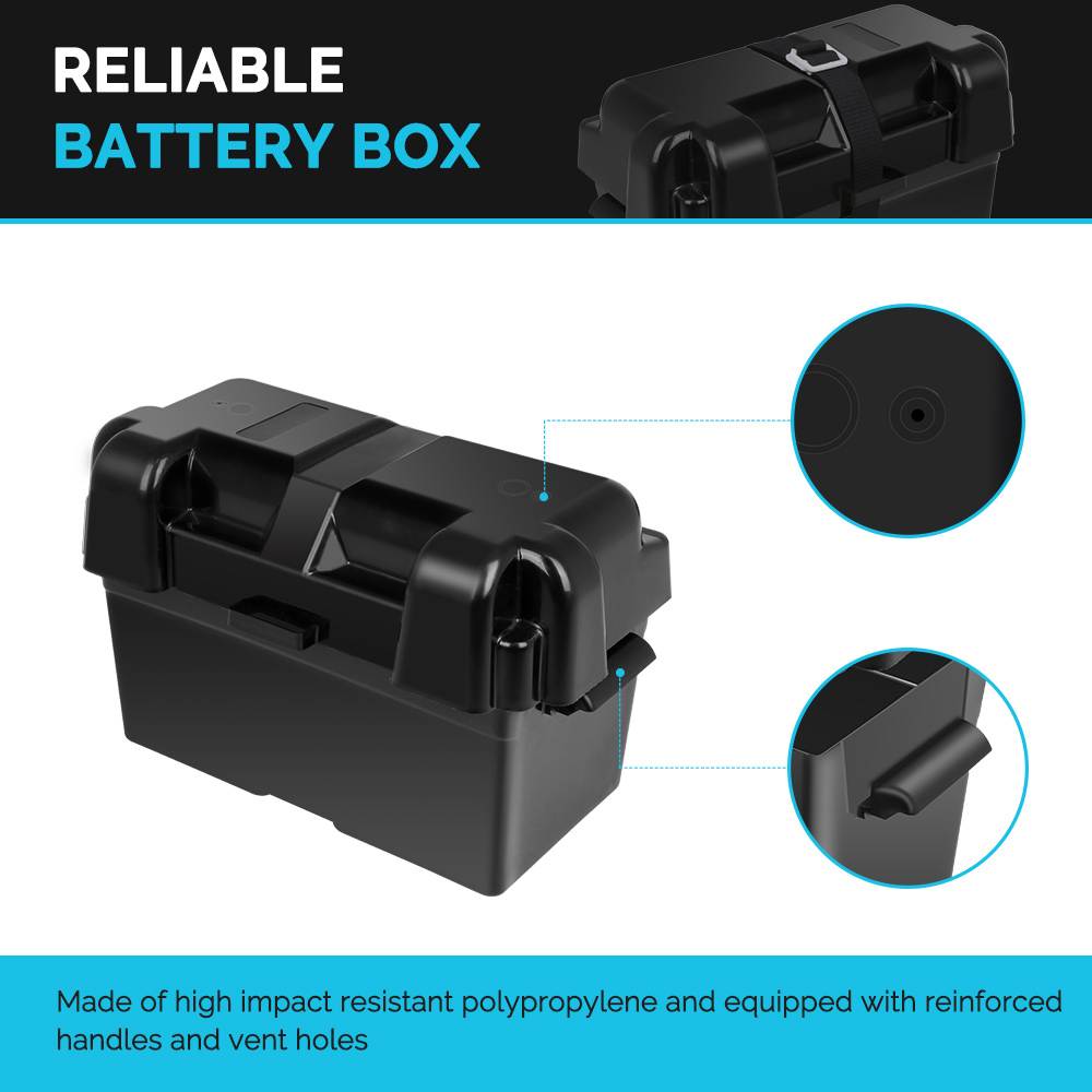 Renogy 12V 100Ah Deep Cycle AGM Battery w/Battery Box for RV, Solar Marine and Off-grid Applications