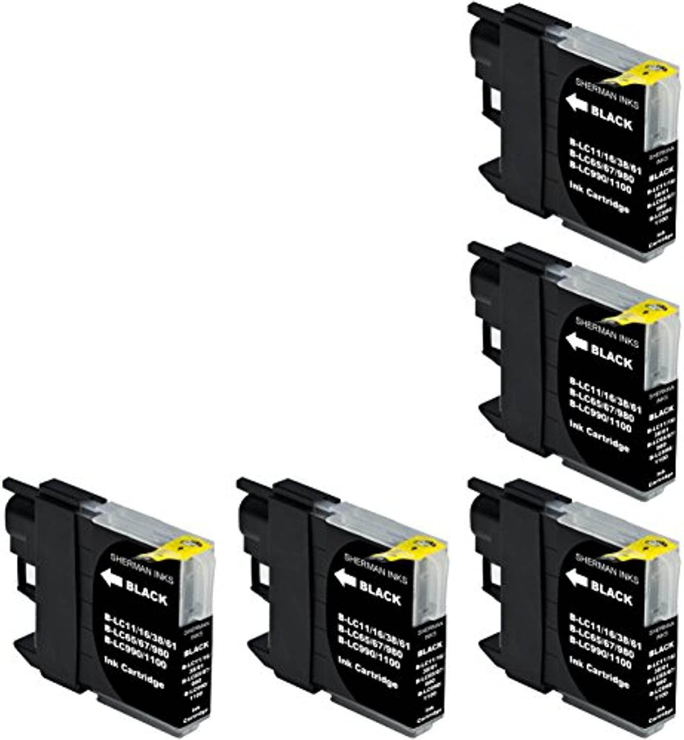 sherman inks and toner cartridges 5 pack all black compatible brother lc61 lc 61 ink cartridge multipack none-oem replacement f