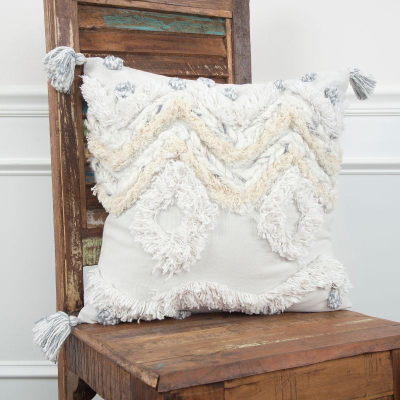 20&#34;x20&#34; Geometric Decorative Filled Oversized Square Throw Pillow White - Rizzy Home