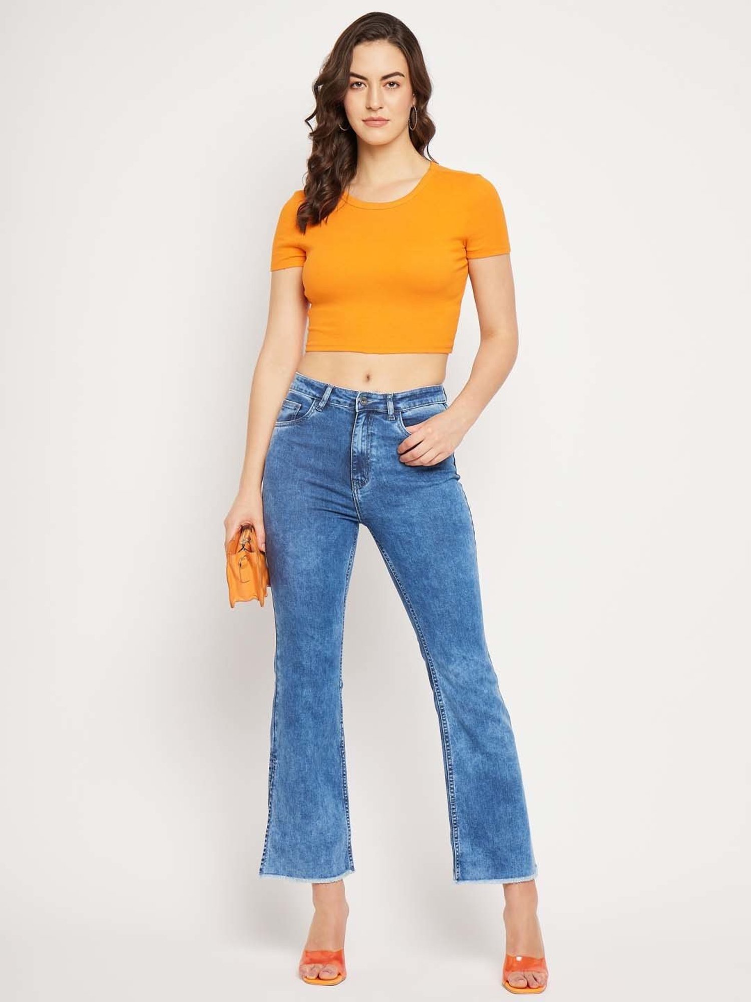 Camla Indigo Blue Cotton Mid Rise Jeans