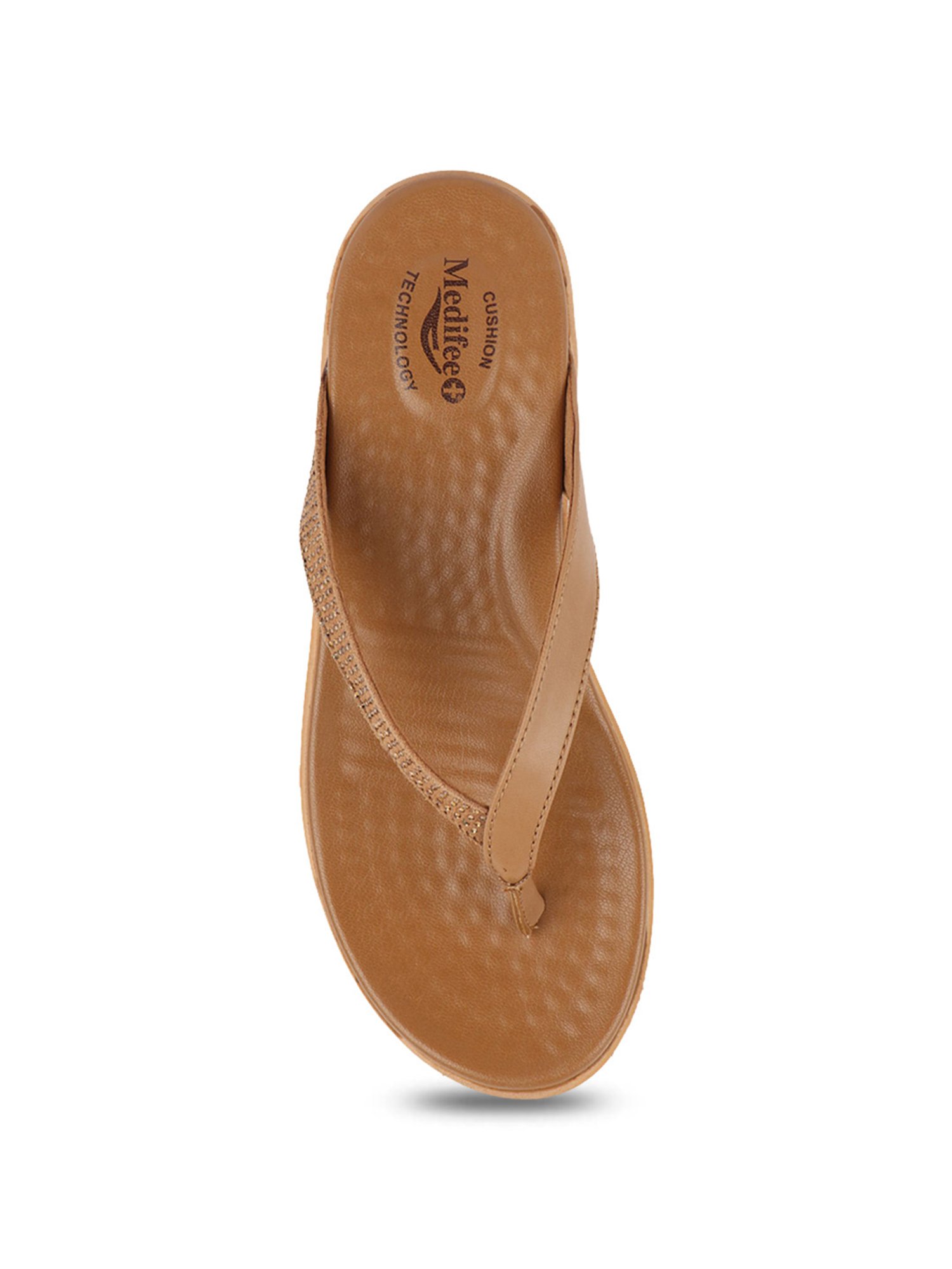 MediFeet Women's Sleek Tan Thong Sandals