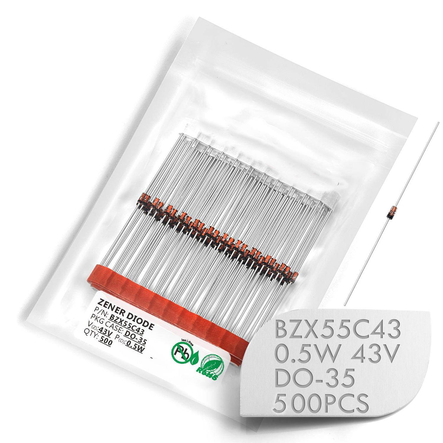 Chanzon BZX55C11 Zener Diodes - 100 Pack 0.5W 11V DO-35 Axial Diodes - View #8