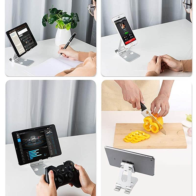 Phone/Tablet Stand,Double Foldable Holder for iPhone11 Pro Max Xs SE Desktop Stand for Apple Watch Charger, Holder Dock with iPad, Kindle, Nexus, Tab, E-Reader (4-13'')