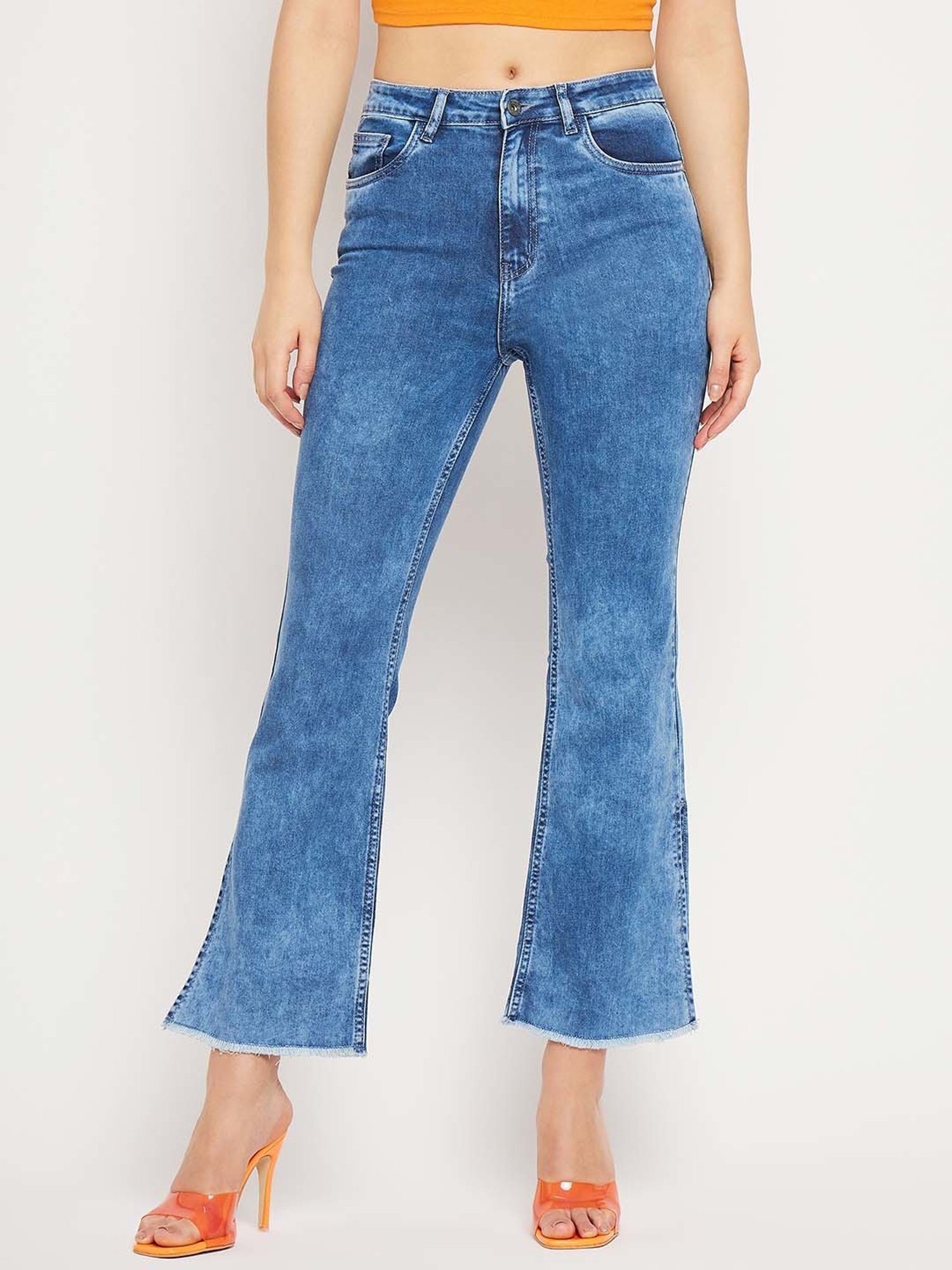 Camla Indigo Blue Cotton Mid Rise Jeans