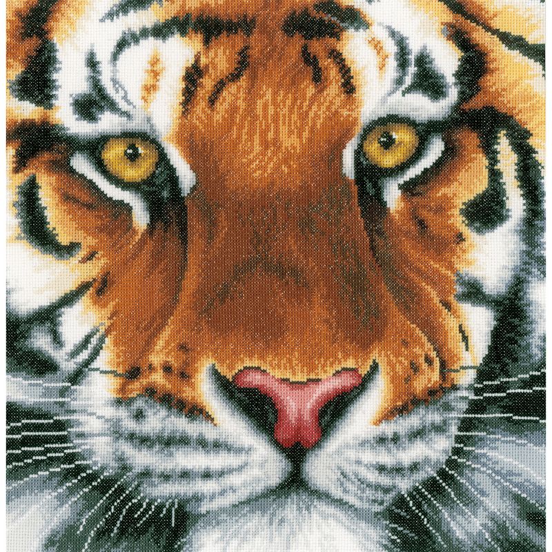 LanArte Counted Cross Stitch Kit 13.75"X13.5"-Tiger On Aida (14 Count)