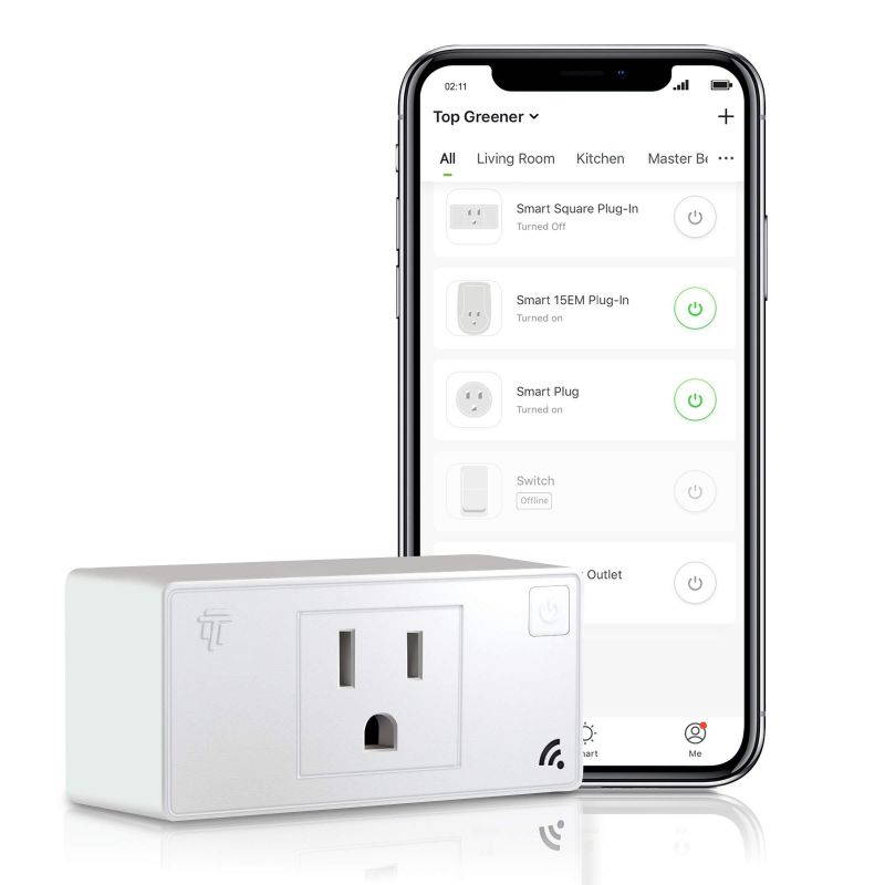 TOPGREENER Wi-Fi Plug with Energy Monitoring, Mini Smart Outlet, Control Lights and Appliances from Anywhere, No Hub Required, White, Compatible with Alexa and Google Assistant, TGWF115PQM