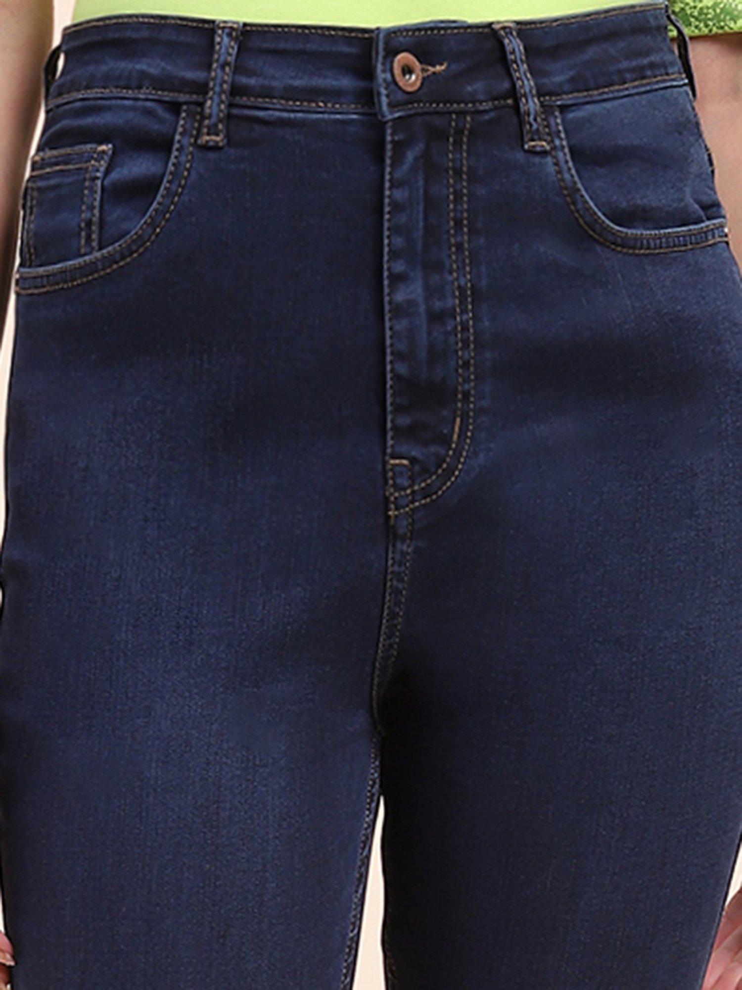 Camla Dark Blue Slim Fit Mid Rise Jeans