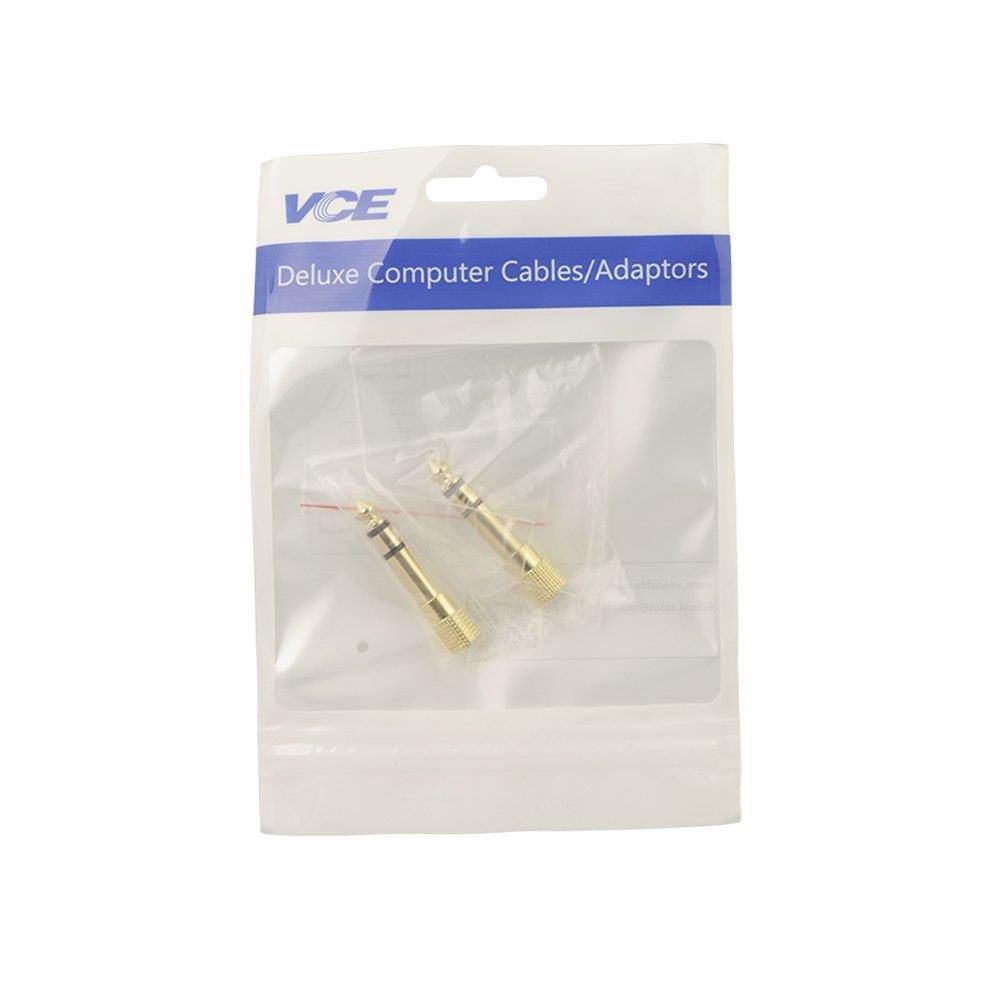 VCE 2-PACK 6.35mm (1/4 inch) to 3.5mm(1/8 inch) Male to Female Stereo Jack Adapter