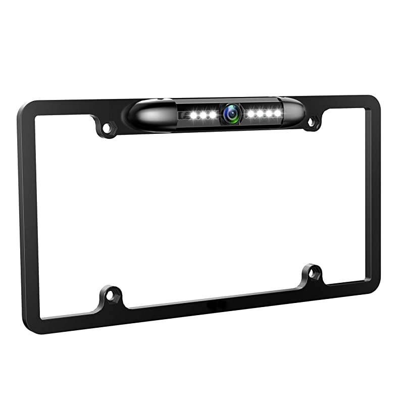 License Plate Backup Camera Front Rear View Reverse Camera with 7 LED Night Vision 170 Degree Viewing Angle Waterproof Backup Camera for Cars