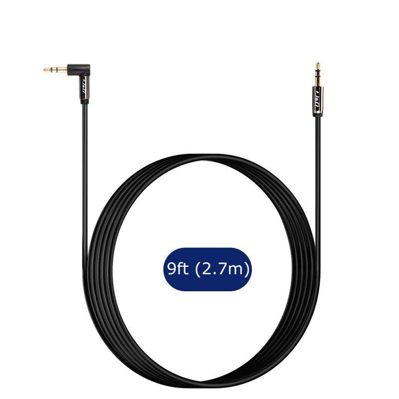 J&D Gold-Plated 3.5mm Stereo Audio Aux Jack to Jack Cable 90 Degree Right Angle for iPhone, iPod, iPad, Samsung Galaxy, LG, Speakers & All Other Devices - 9 Feet