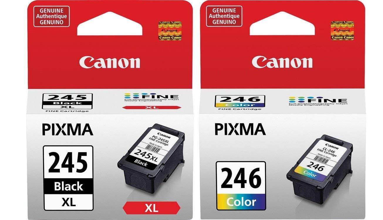 Genuine Canon PG-245 XL High Capacity Black Ink Cartridge (8278B001) + Canon CL-246 Color Ink Cartridge (8281B001)