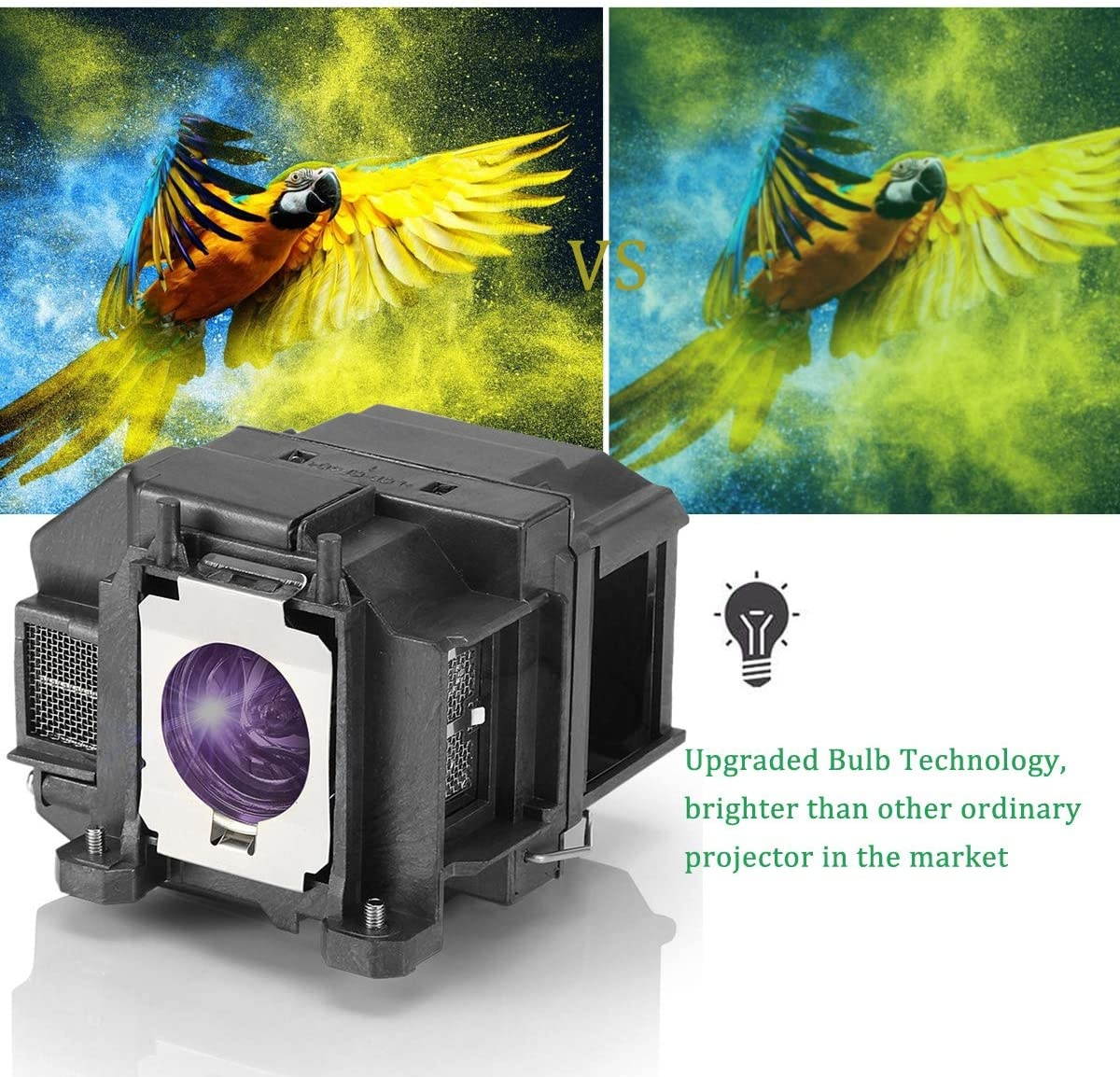 ESolid Elplp67 Relplacemnet Projector Lamp Bulb for Epson EX3210 EX3212 EX5210 EX6210 EX7210 PowerLite Home Cinema 500 750d 707 710HD 750HD VS220 S12 W12 TW550 H428A VS210 V13h010l67 Projector Bulb