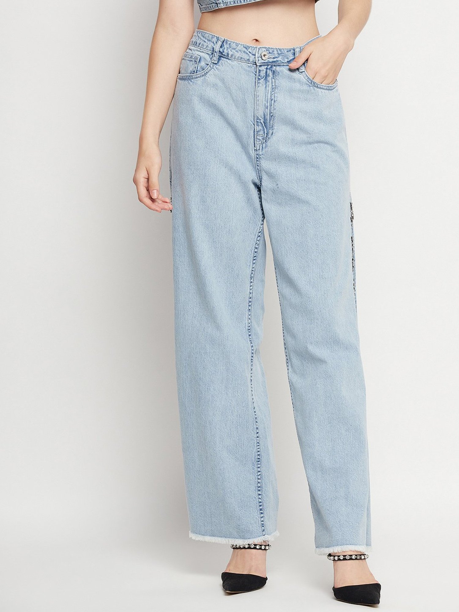 Camla Blue Regular Fit Mid rise Jeans