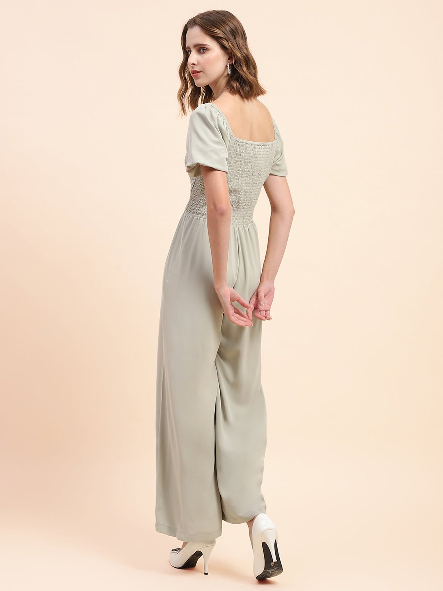 Camla Green Polyester Blend Maxi Jumpsuit
