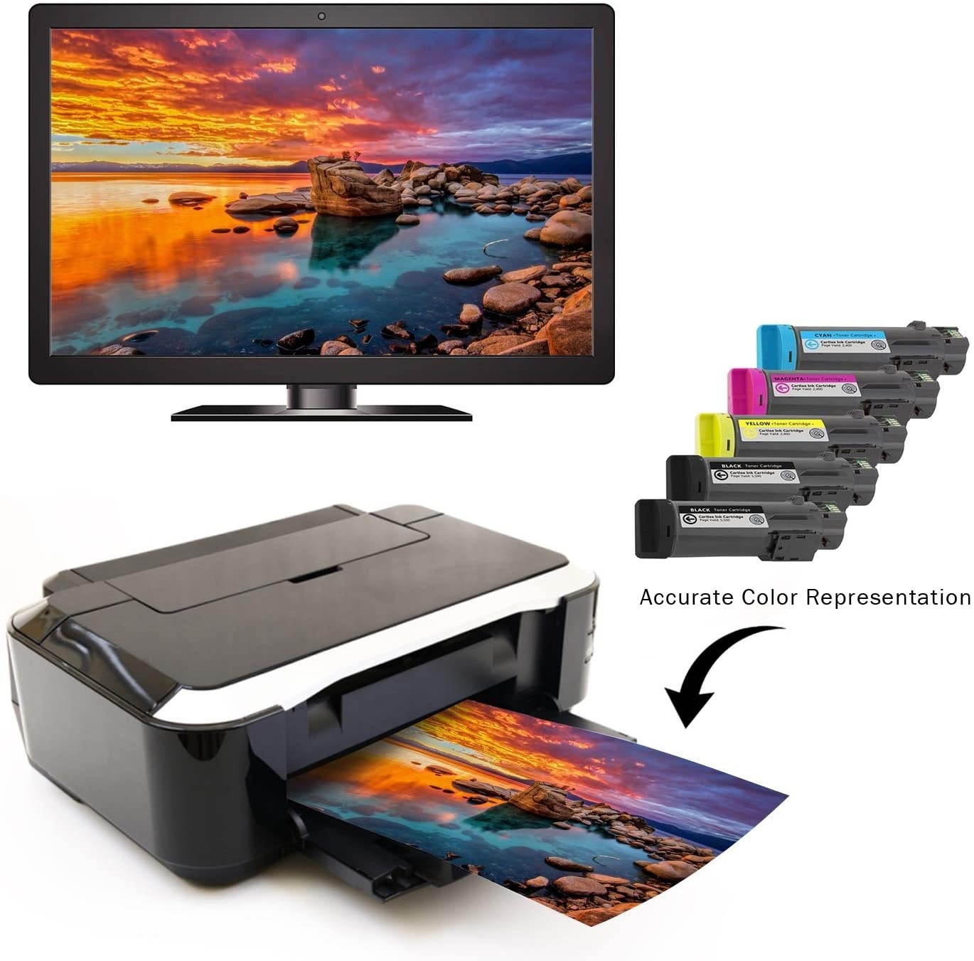 Limeink 5 Pack Compatible High Yield Laser Toner Replacement Cartridges for Xerox Phaser 6510 Workcentre 6515 Printer 6515/dn 6515/dni 6510/dn dni (2 Black, 1 Cyan, 1 Magenta, 1 Yellow) - New Chip