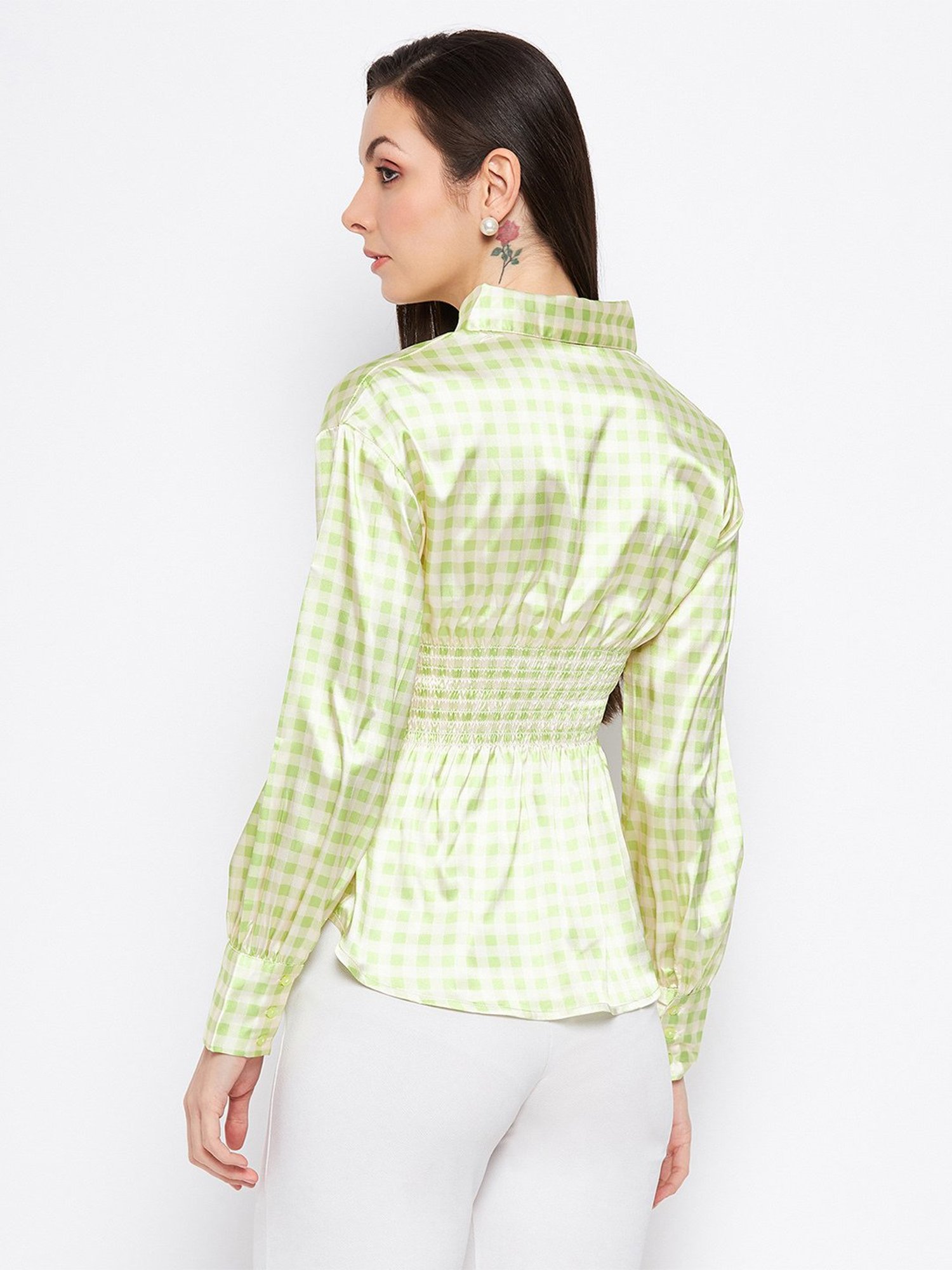 Camla Lime Green Checks Shirt