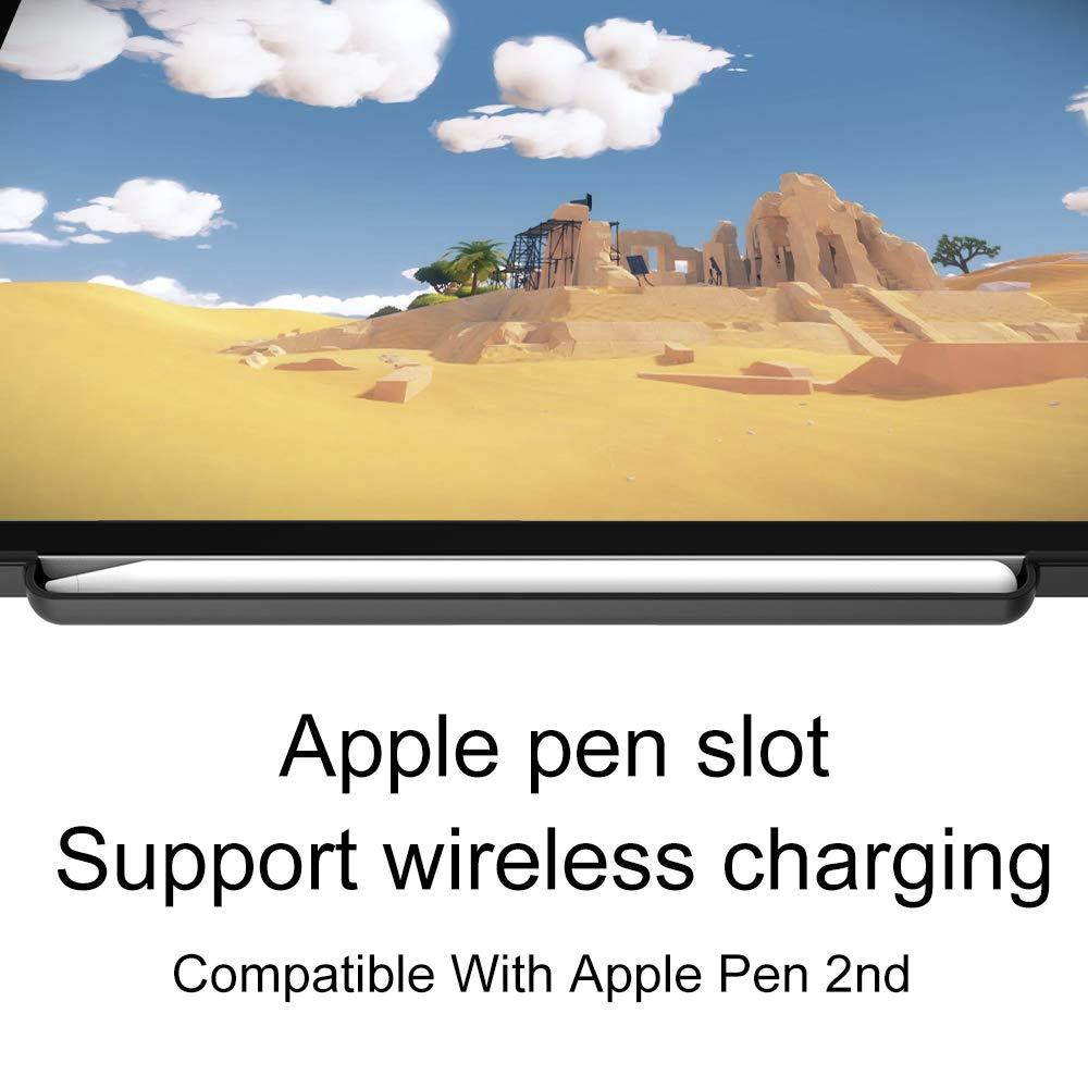 Maxace Case for iPad Pro 11" 2018, with Apple Pencil Holder, Slim Lightweight Trifold Stand Case + Auto Wake/Sleep Smart Cover for Apple iPad Pro 11 Inch 2018 Release - Black