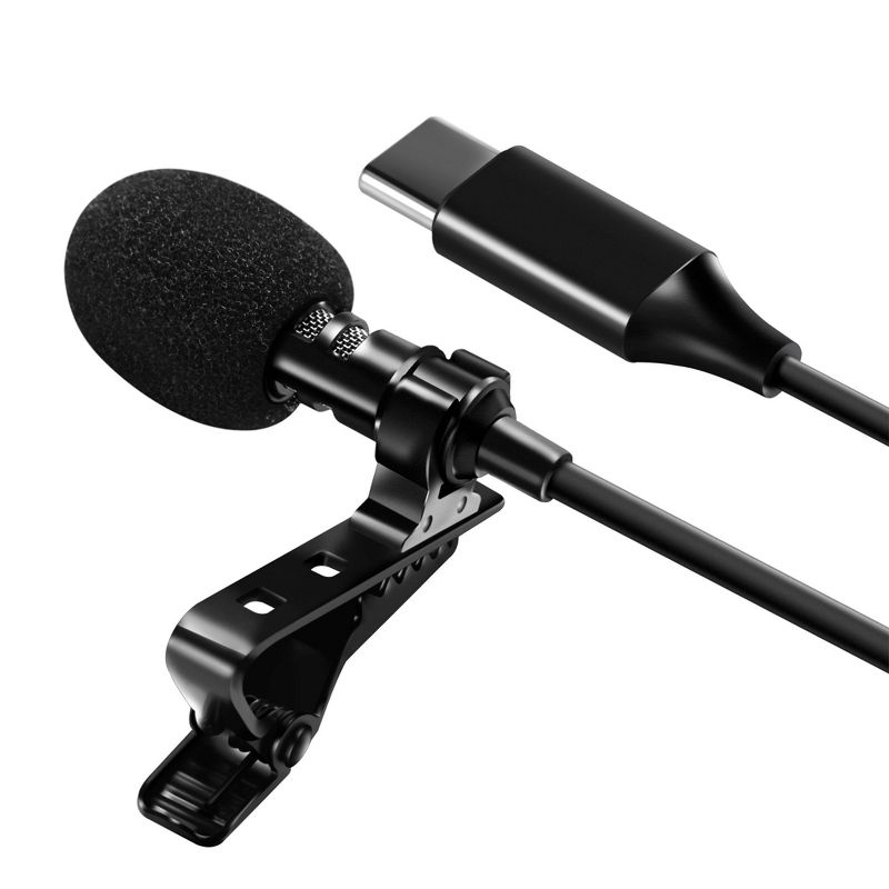 Professional USB-C Lavalier Lapel Microphone Omnidirectional Mic with Metal Clip For Recording Youtube Conference Call Android Cell phone Insten