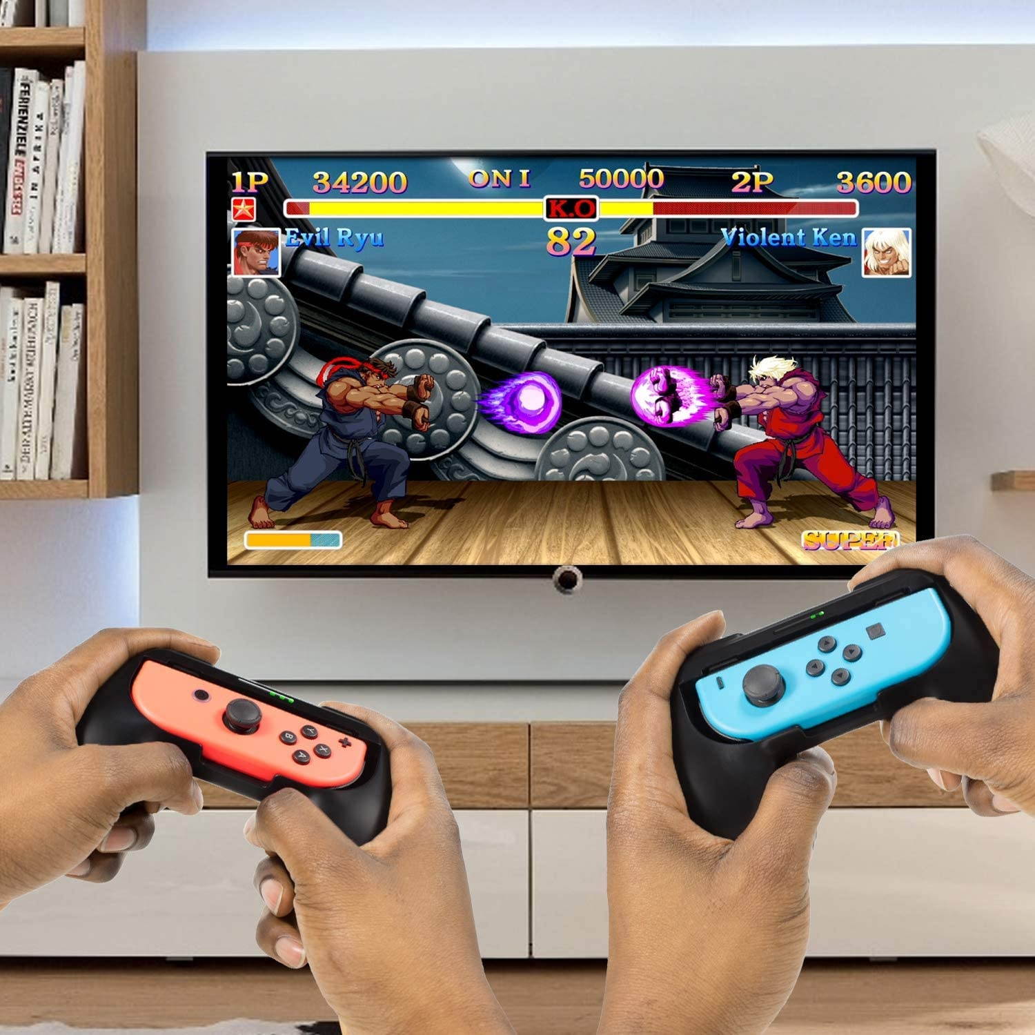 Orzly Grips compatible with Nintendo Switch Joy-Cons for Extra Comfort - TWIN PACK (2x BLACK) Universal Sided Grip Attachments for use with Nintendo Switch Joy-Cons