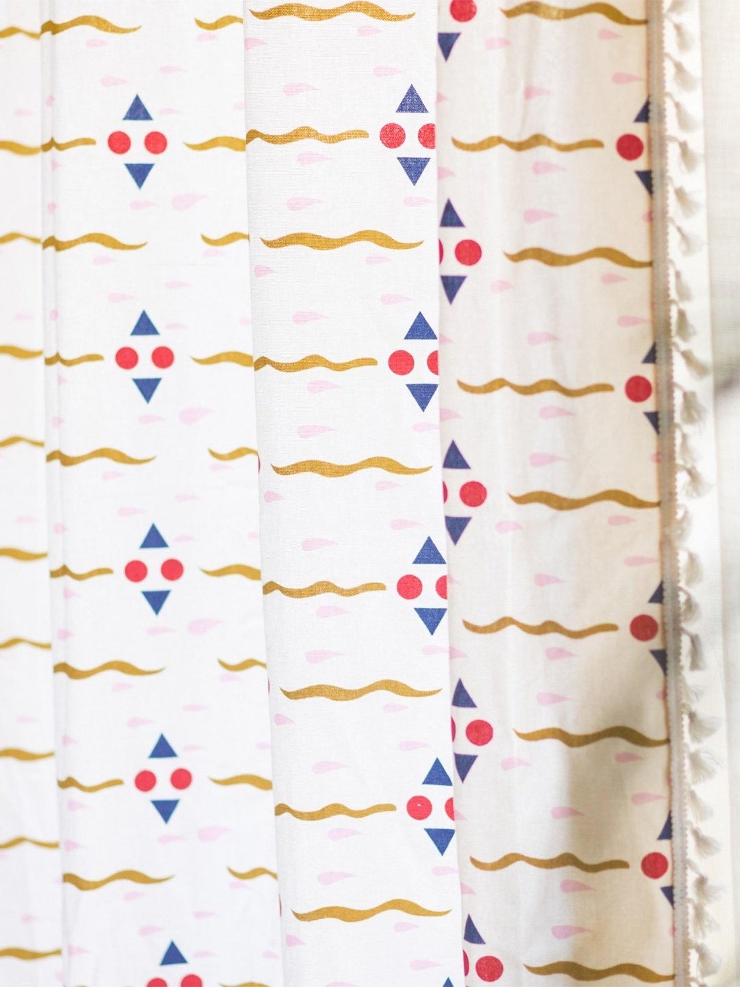 Urban Space Printed Pink & White Cotton 5 ft Boho Window Curtain