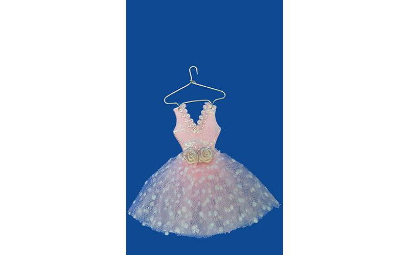 Kurt S. Adler 6" Pretty in Pink Lace Party Dress with Flowers on Hanger Christmas Ornament