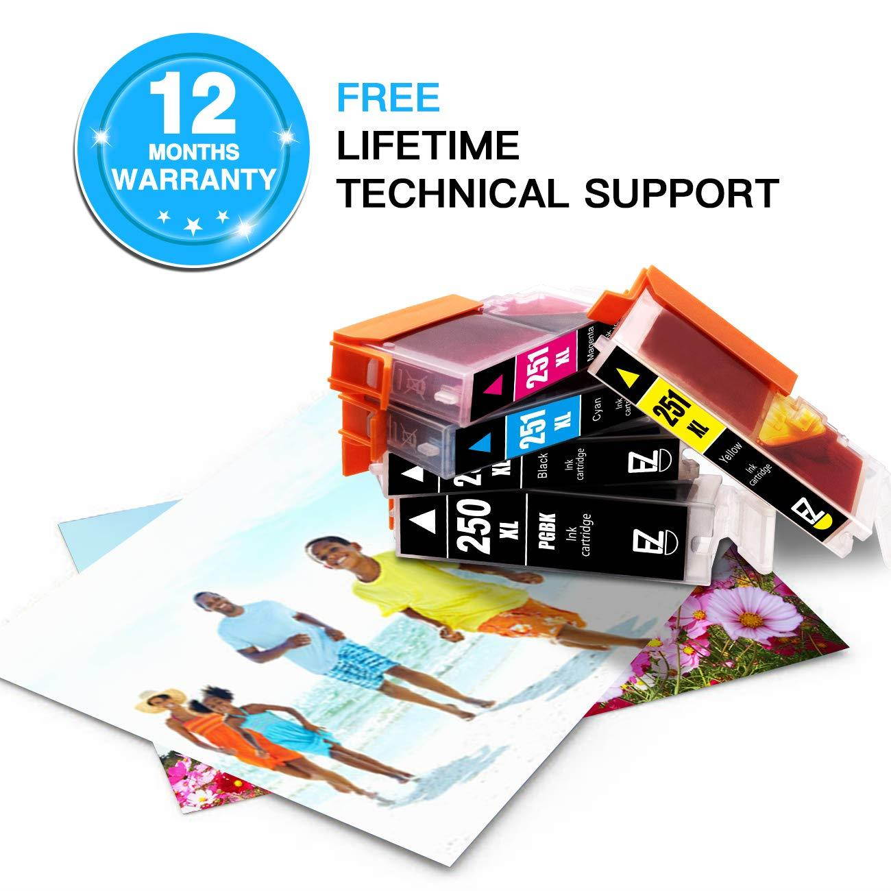 E-Z Ink (TM) Compatible Ink Cartridge Replacement for Canon PGI-250XL PGI 250 XL CLI-251XL CLI 251 XL to use with PIXMA MX922 MG5520 (3 Large Black, 3 Cyan, 3 Magenta, 3 Yellow, 3 Small Black) 15 pack