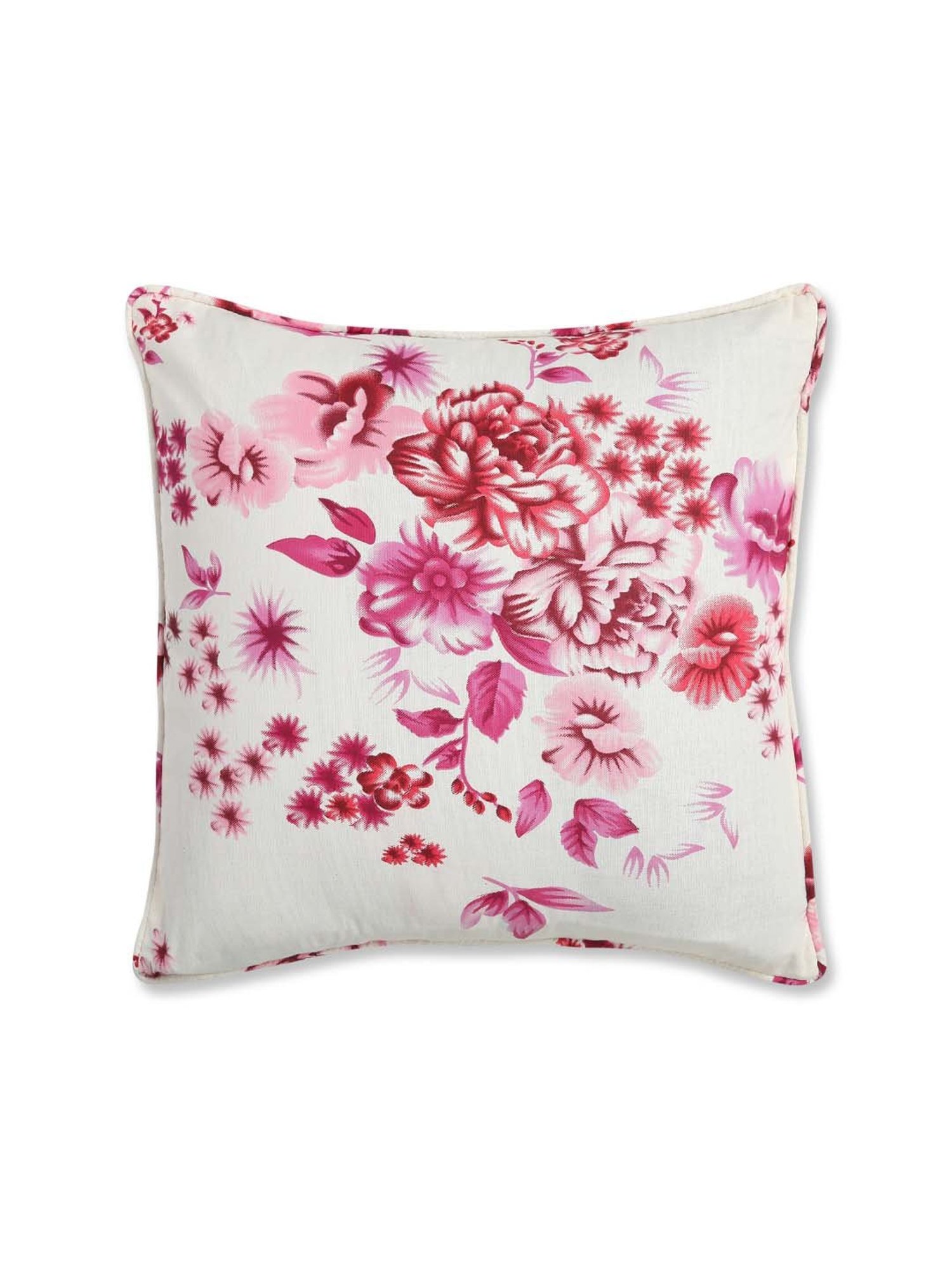 Swayam White & Pink Cotton 160 TC Cushion Covers - Set of 2