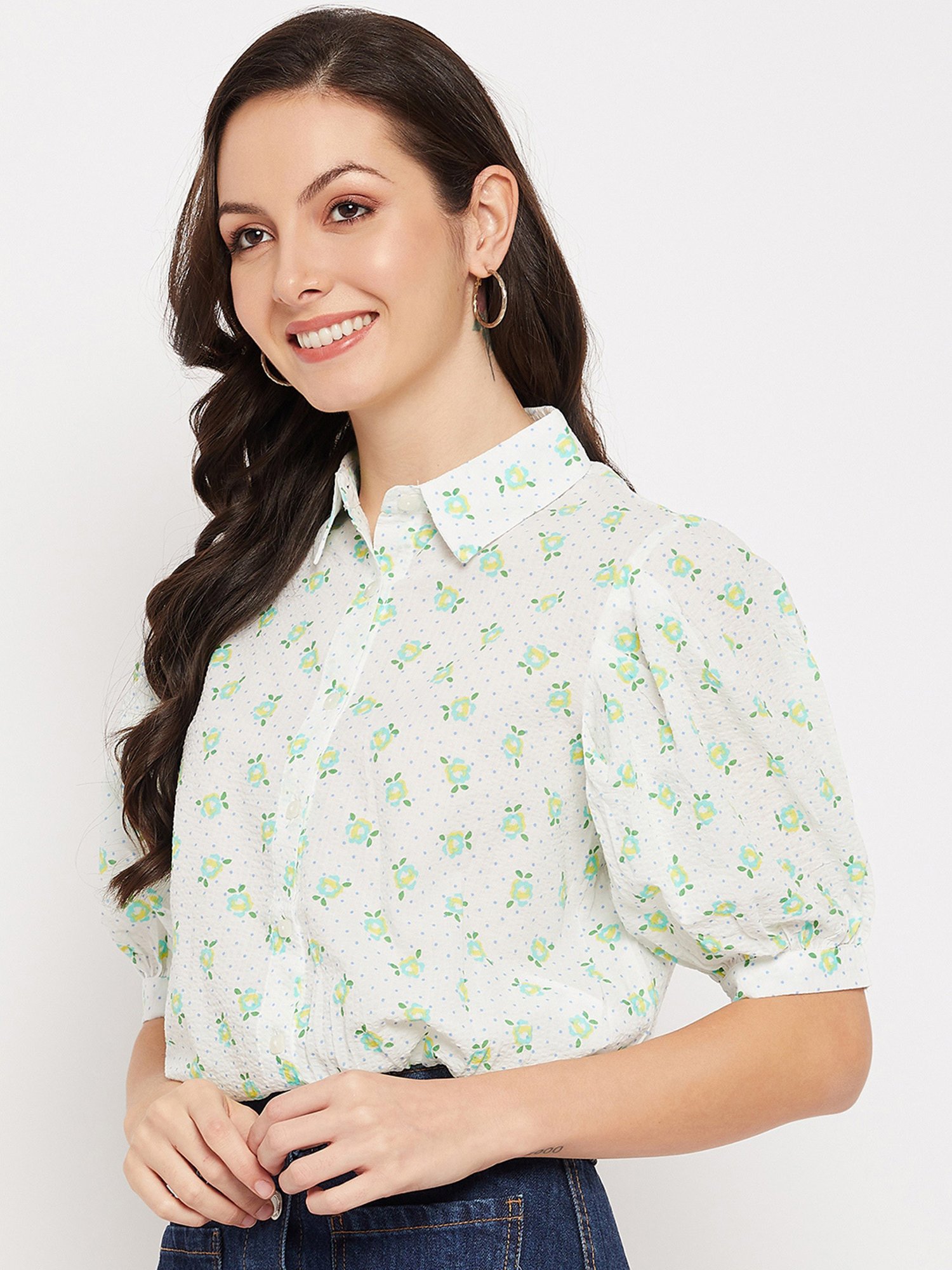 Camla White Floral Print Shirt
