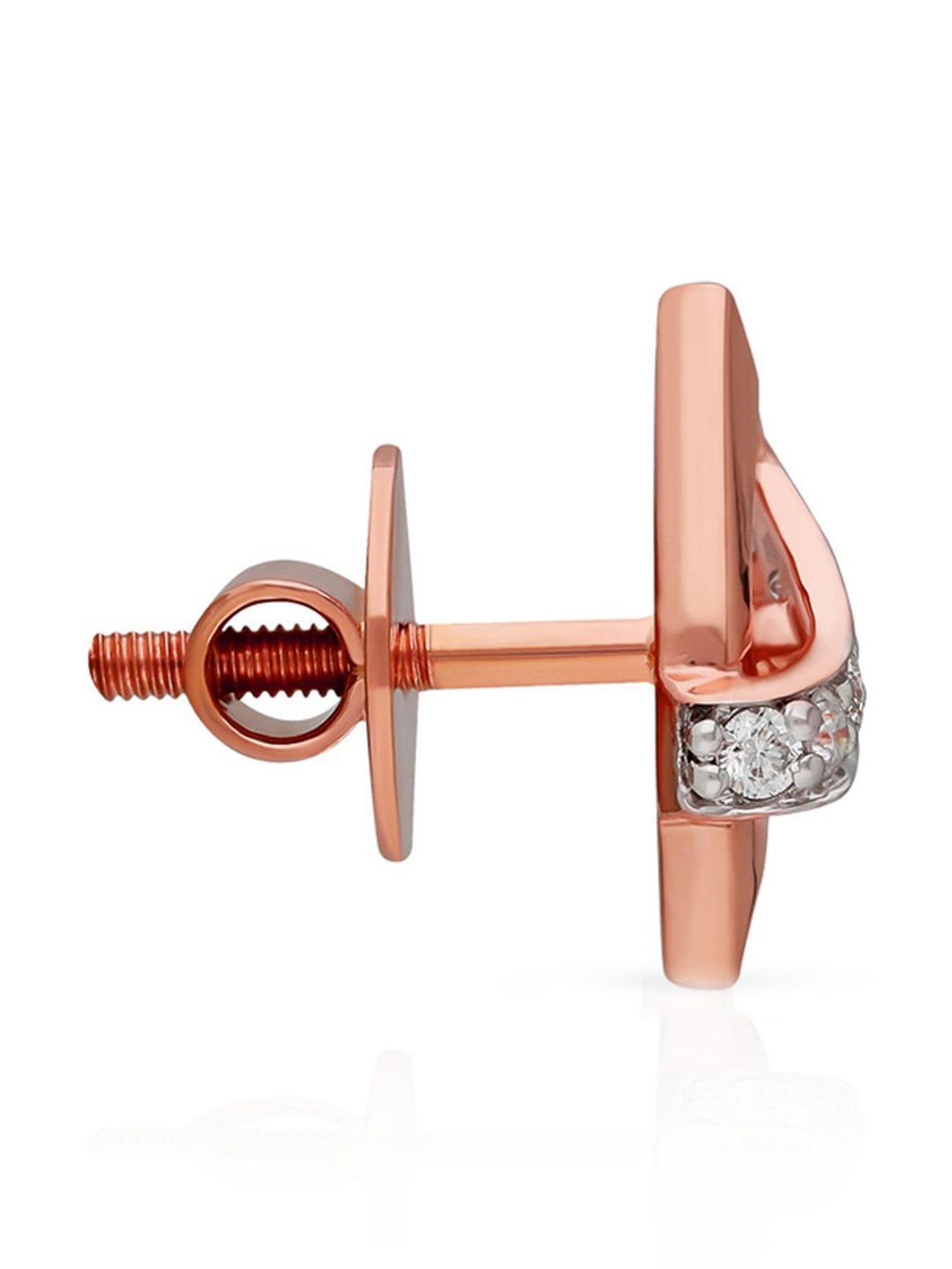 Malabar Gold and Diamonds 18k IGI Certified Diamond Rose Gold Stud Earrings for Women