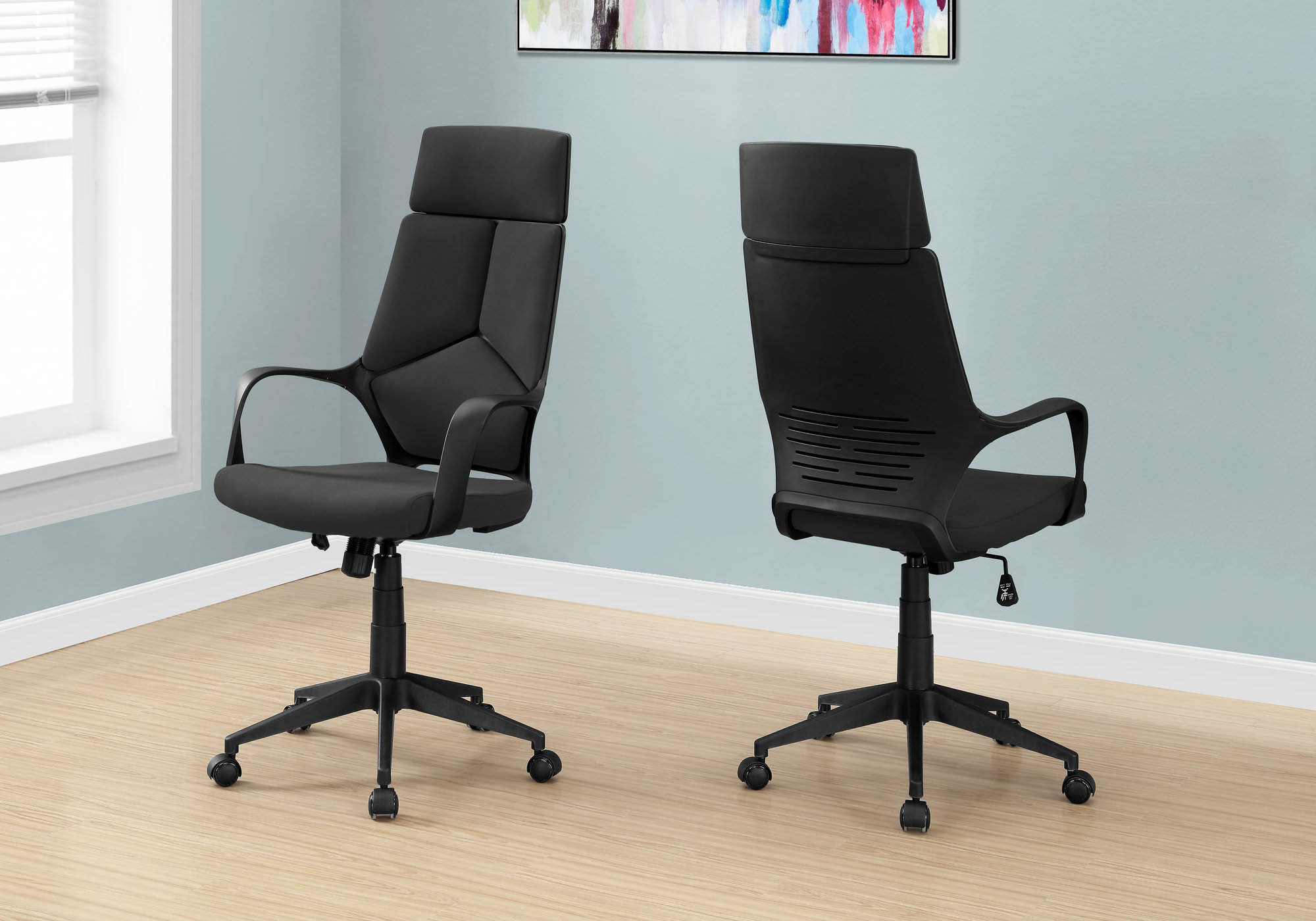 Monarch Specialties Contemporary Black Polyester Fabric High Back Executive Office Chair