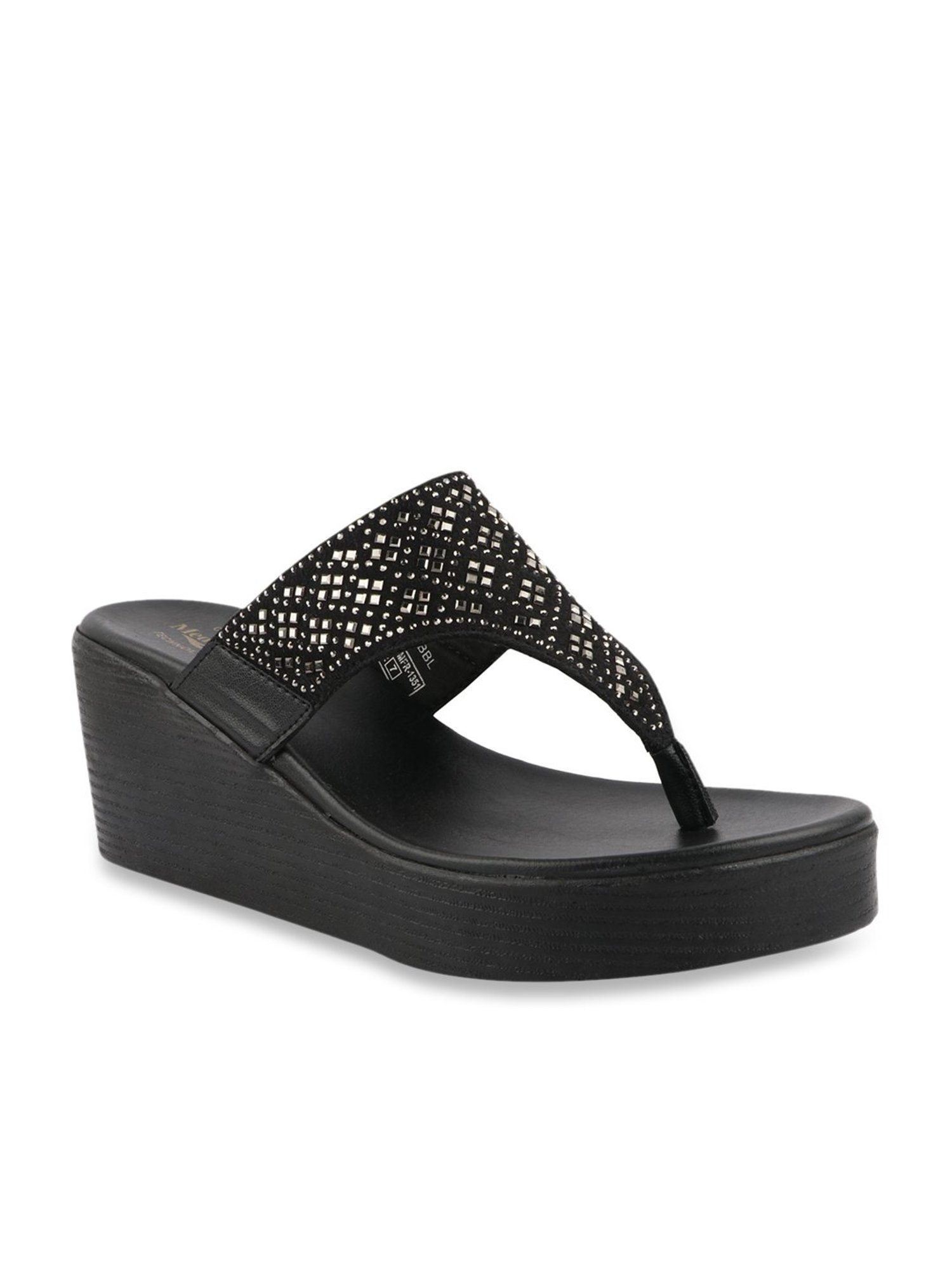 MediFeet Women's Indiana Black Thong Wedges
