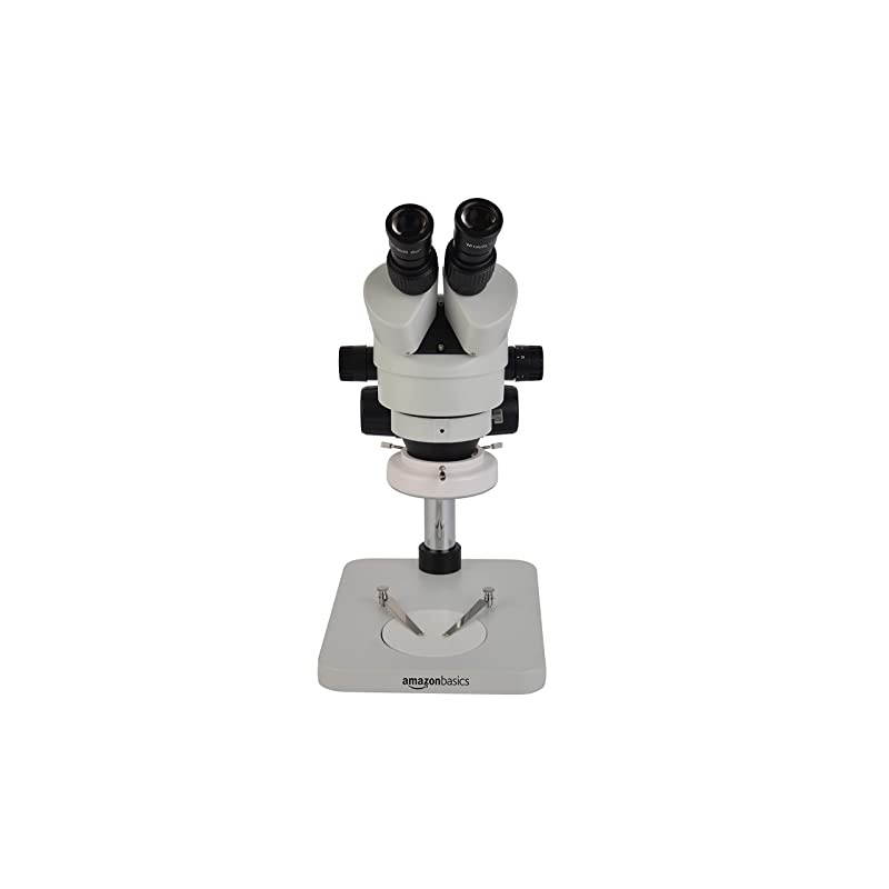 Basics Professional Binocular Stereo Zoom Microscope, WH10x Eyepieces, 3.5X-45X Magnification, 0.7X-4.5X Zoom Objective