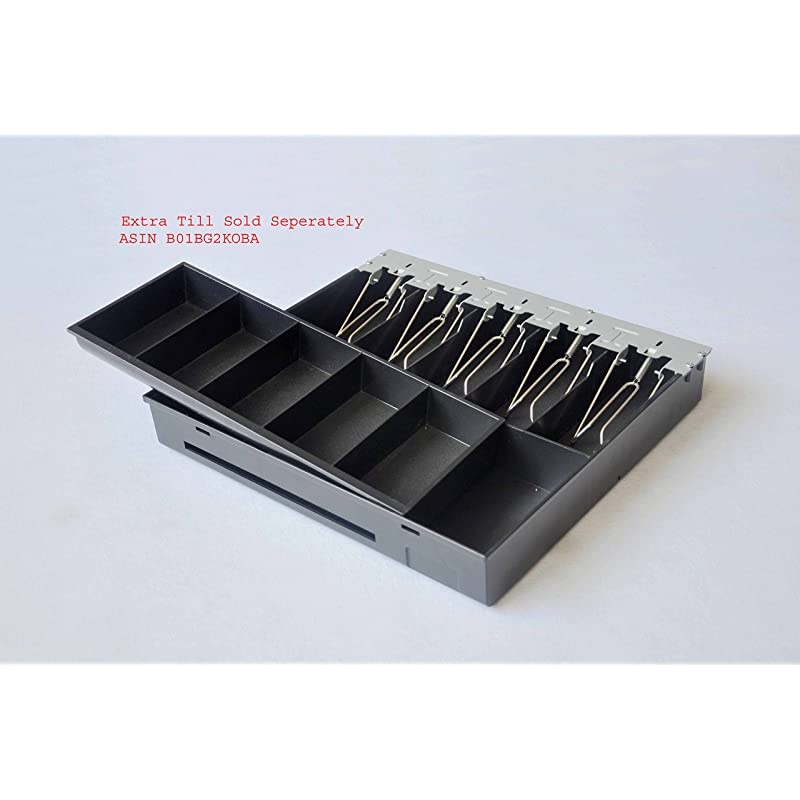 16 Heavy Duty Black Manual Push Open Cash Drawer with 5Bill5Coin Stainless Steel