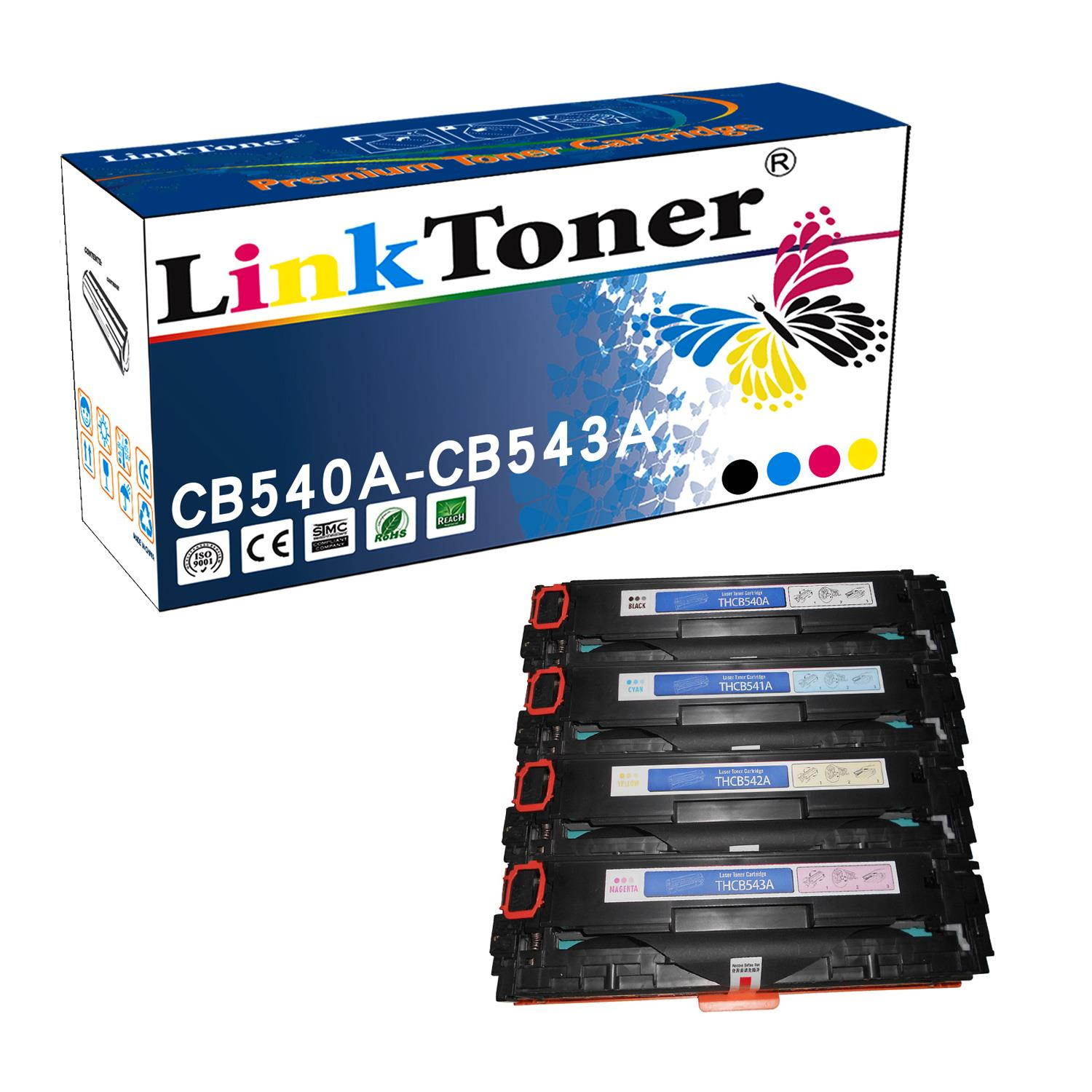 LinkToner Compatible Toner Cartridge Replacement for HP CB540A, CB541A, CB542A, CB543A BKCMY LaserJet Photo Printer CP1525n, CP1525nw, CM1312