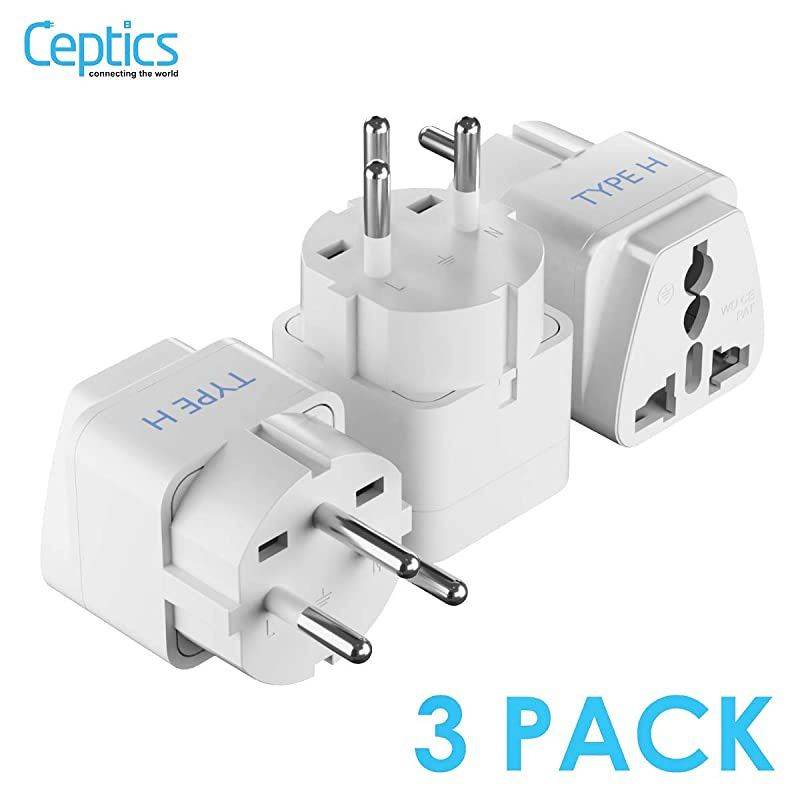 Israel Power Adapter Travel Universal Plug by , Works in Palestine, Jerusalem, Holy City - Perfect for Charging your Electronic Devices (Type H)- Safe Grounded Connection - 3 Pack (GP-14-3PK)