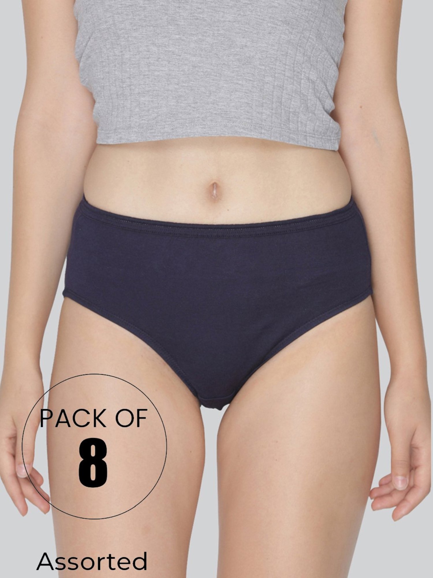 Lyra Assorted Color Cotton Hipster Panties - Pack Of 8