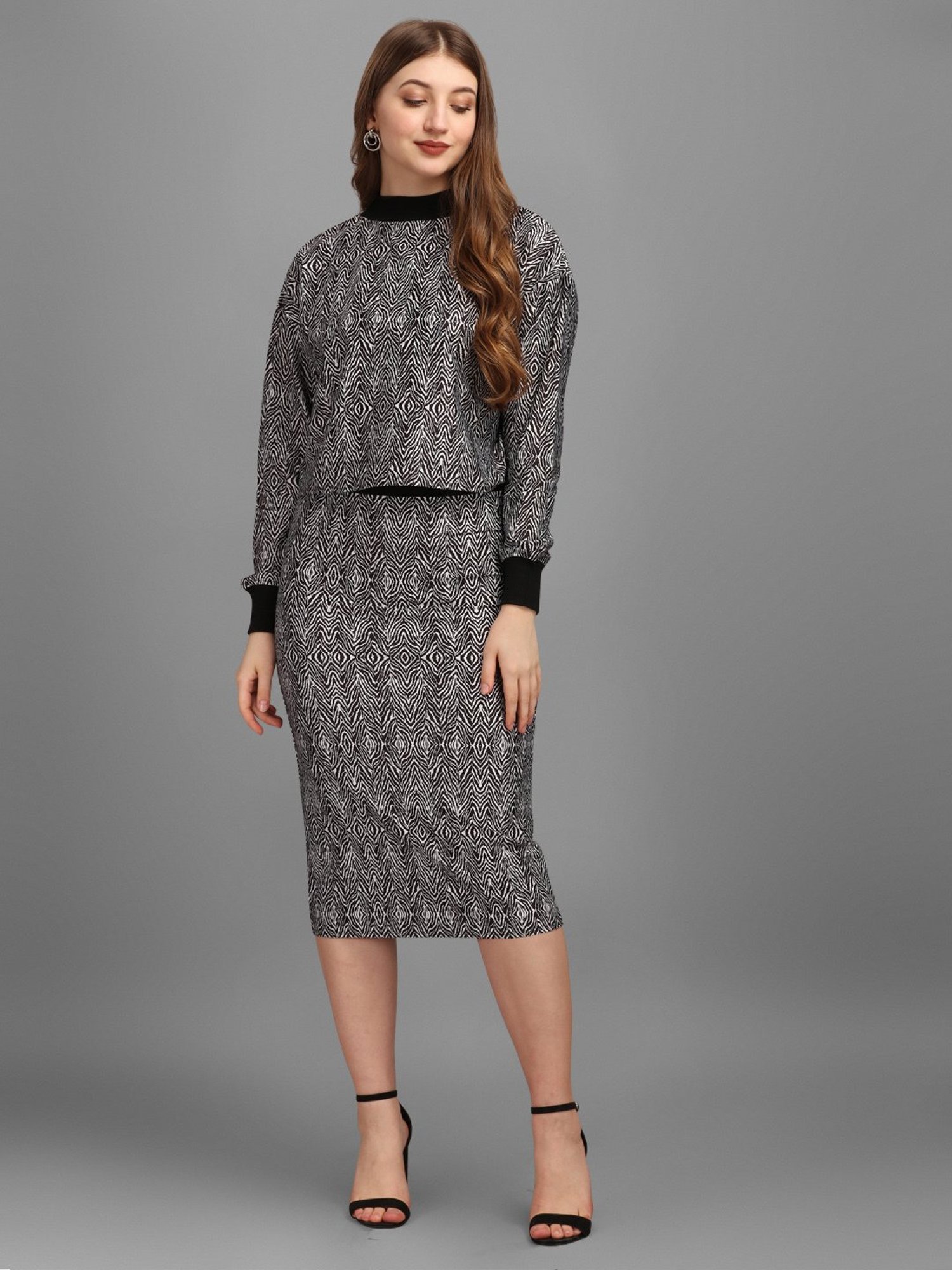 PURVAJA Black & White Printed Co-Ord Set