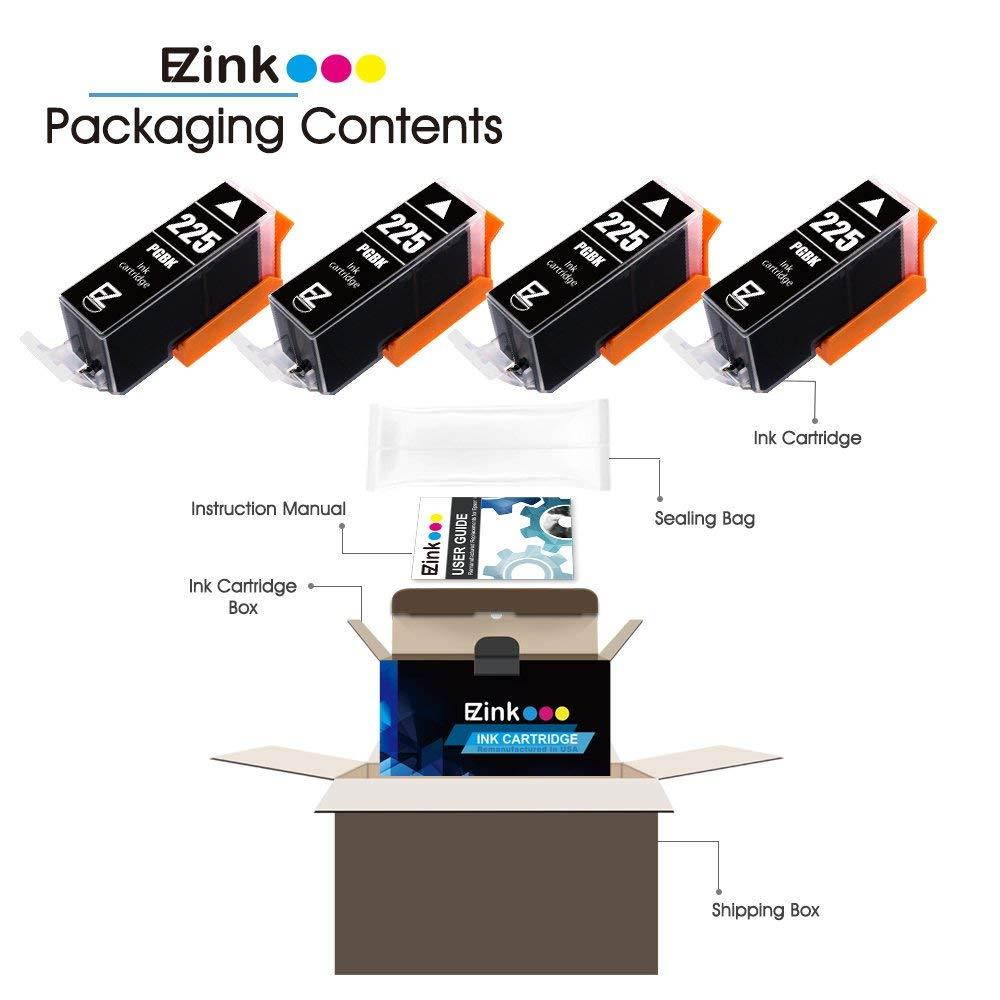 E-Z Ink (TM) Compatible Ink Cartridge Replacement for Canon PGI-225 PGI225 to use with PIXMA MX882 MX892 MG5320 MG6220 MG5220 MG6120 MG8220 MX712 IP4820 IP4920 IX6520 Printer (Large Black, 4 Pack)