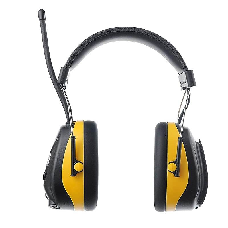 Digital AM FM Radio Headphones, 25dB NRR Ear Protection Safety Ear Muffs, Noise Reduction Hearing Protector for Lawn Mowing and Landscaping(Yellow)