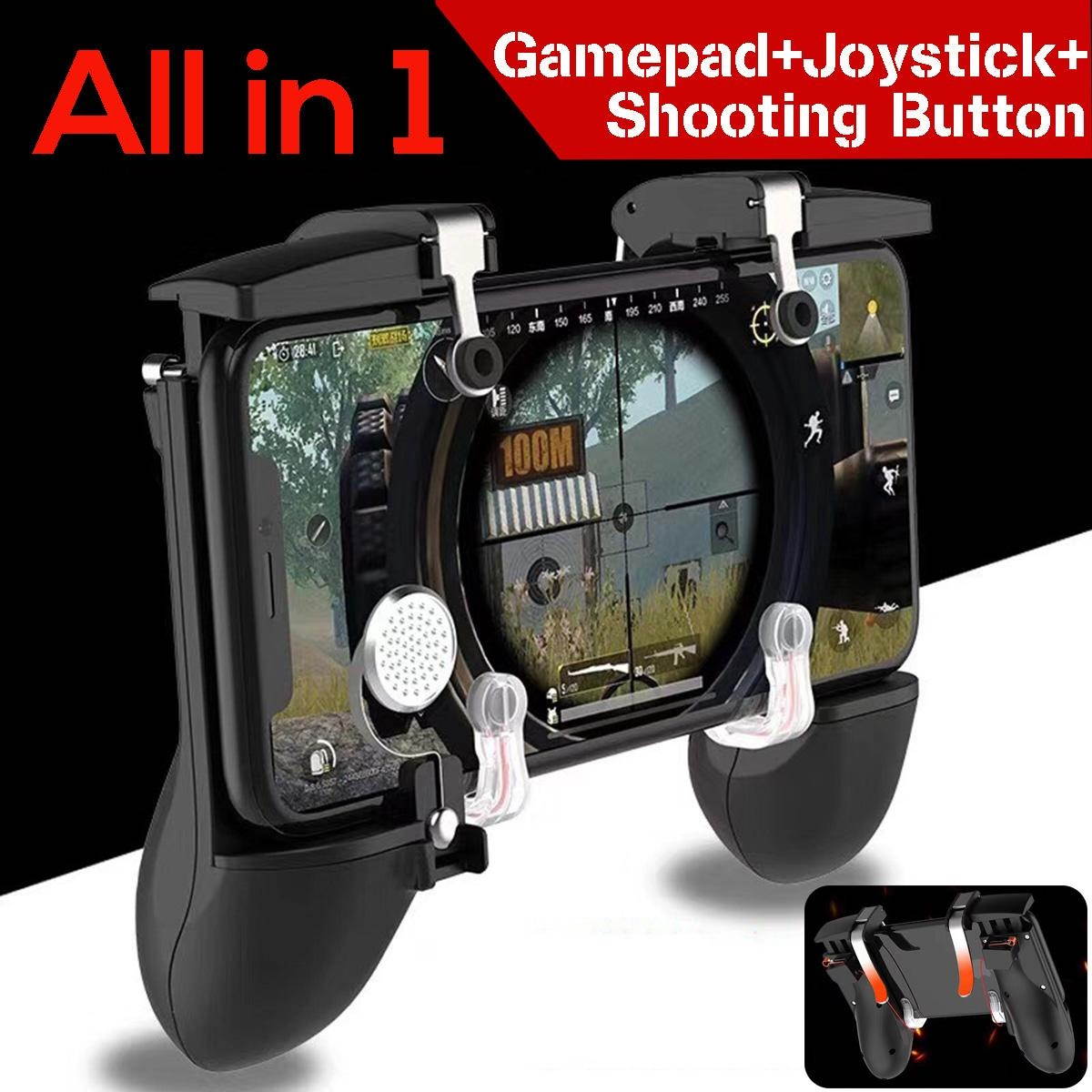 Game Controller Gamepad Joystick Trigger Fire Button Set For iPhone Android PUBG - Black