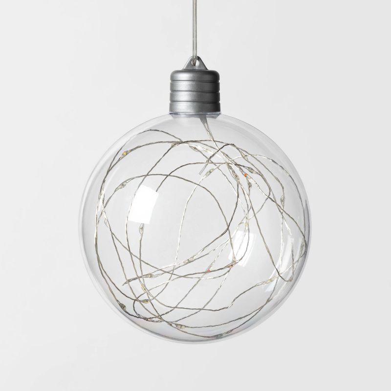 Christmas LED Clear Sphere with 30 Dew Drop String Lights Multicolored Twinkle with Silver Wire - Wondershop™