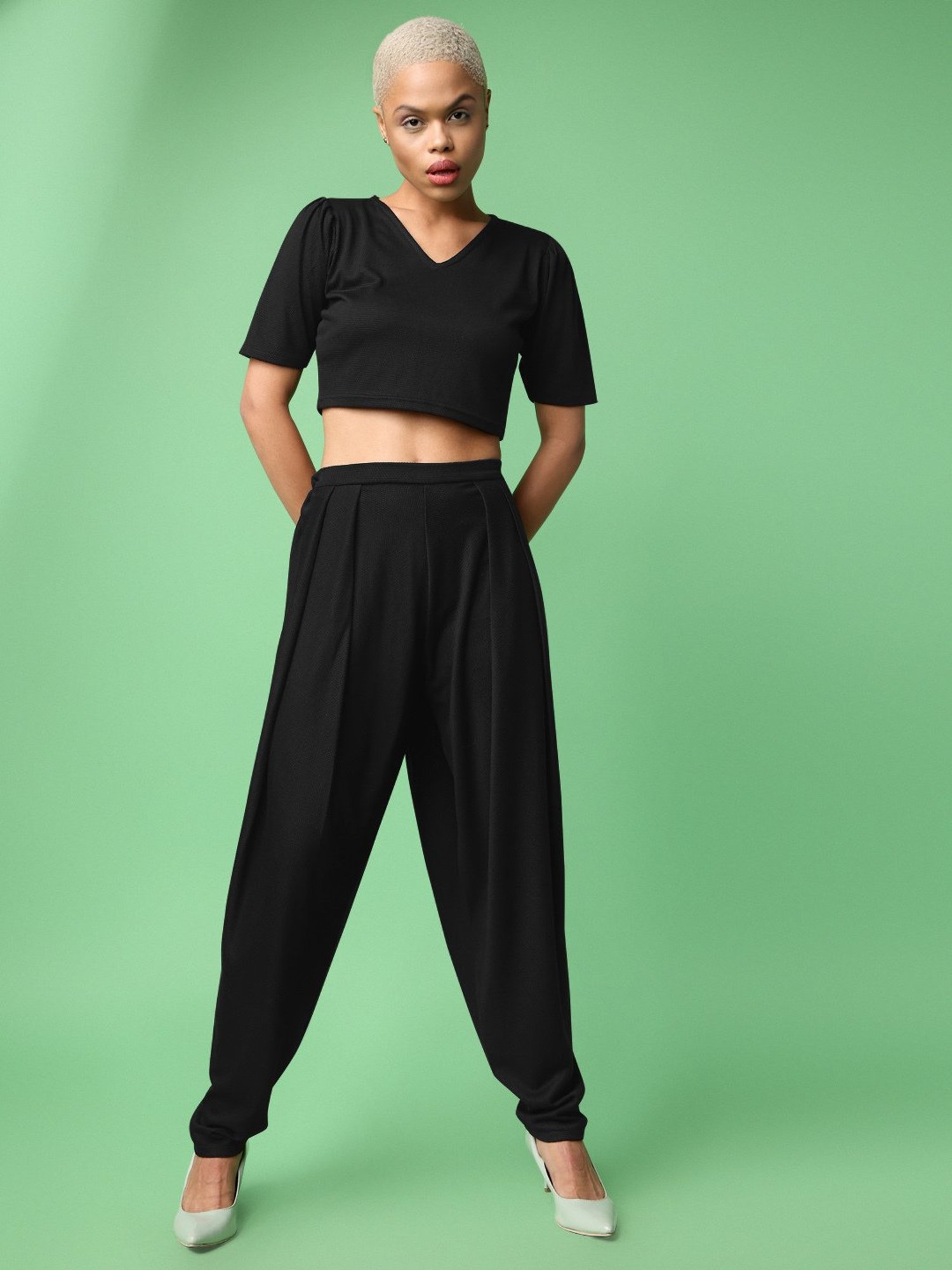 PURVAJA Black Maxi Co-Ord Set